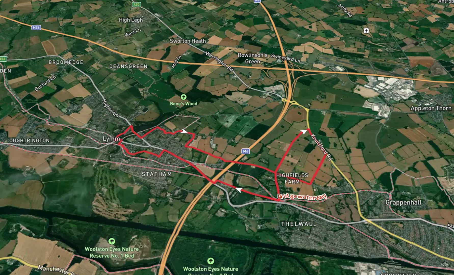 An image depicting the trail Lymm Circular Walk - West and its surrounding area.