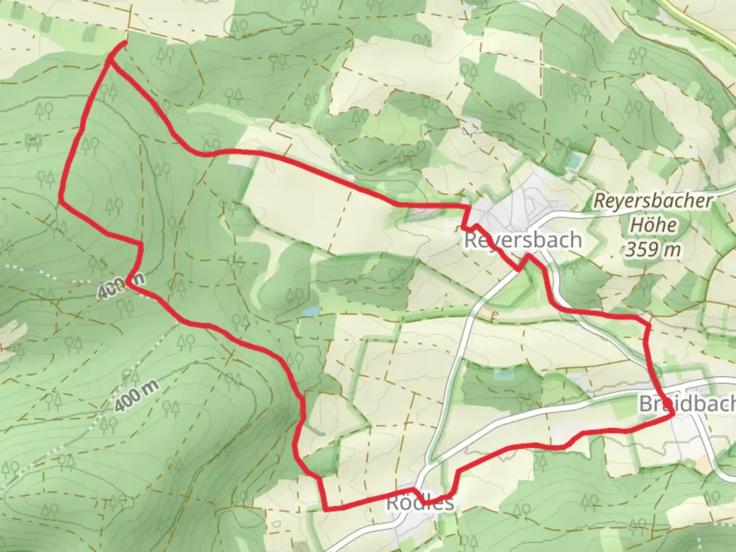 An image depicting the trail Klosterweg and Schweinfurter Haus Weg and its surrounding area.