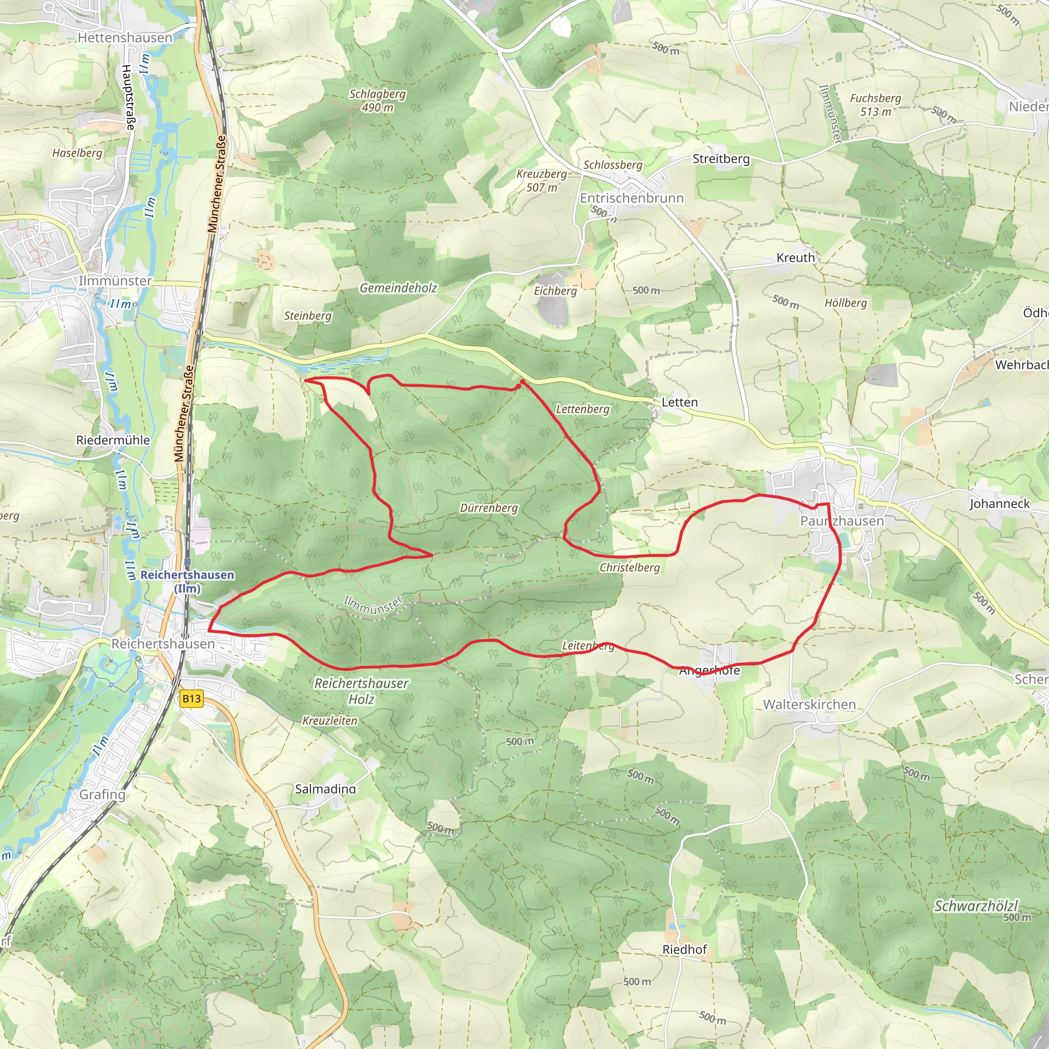 Gemeinden Wege and Ilmmuensterer Wege mobile static map