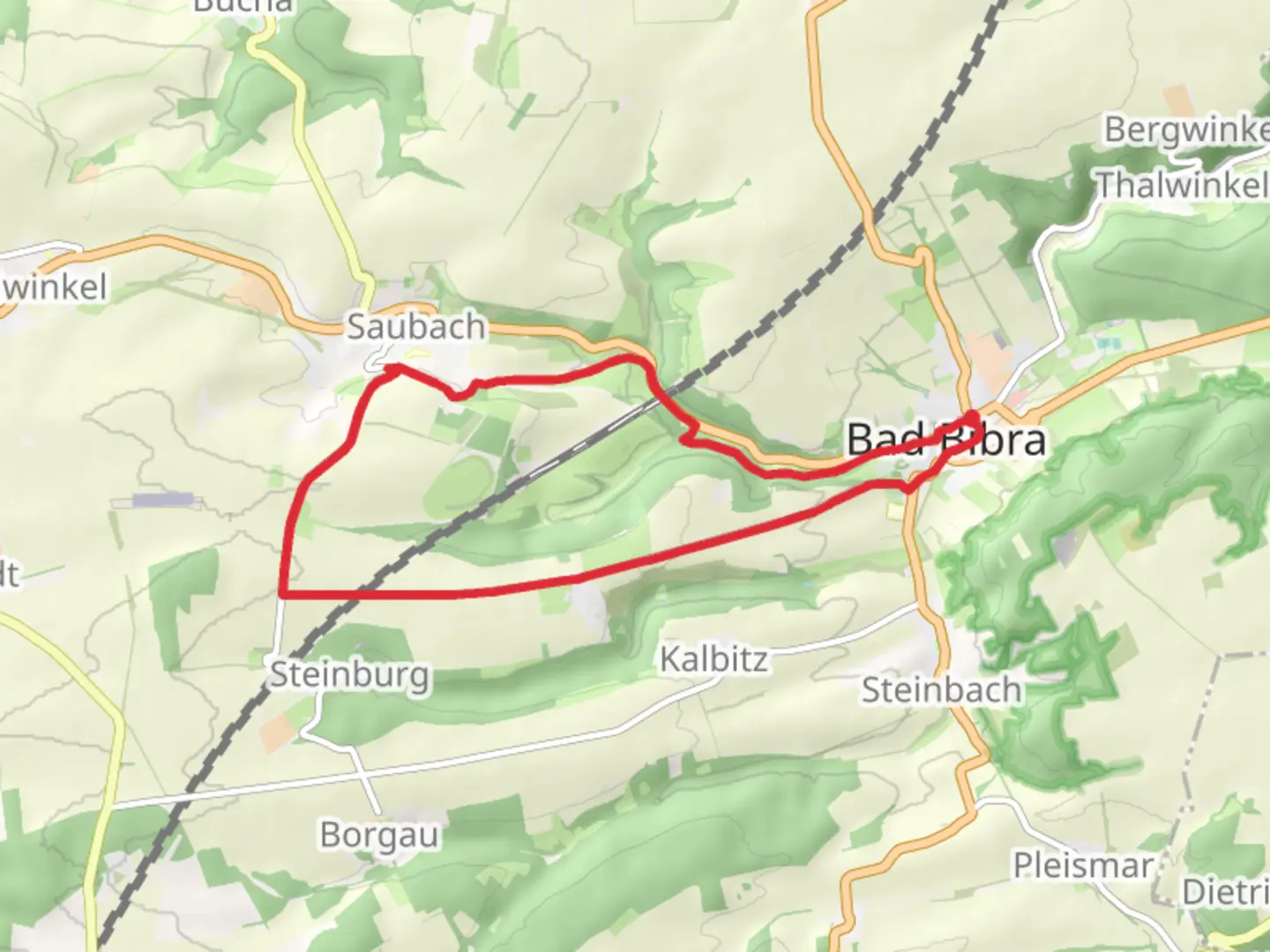 An image depicting the trail Bad Bibra Loop and its surrounding area.