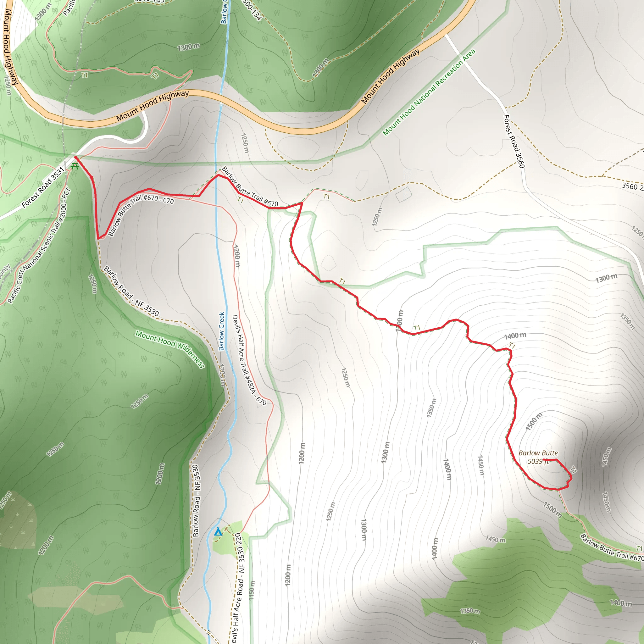 Barlow Butte Trail mobile static map