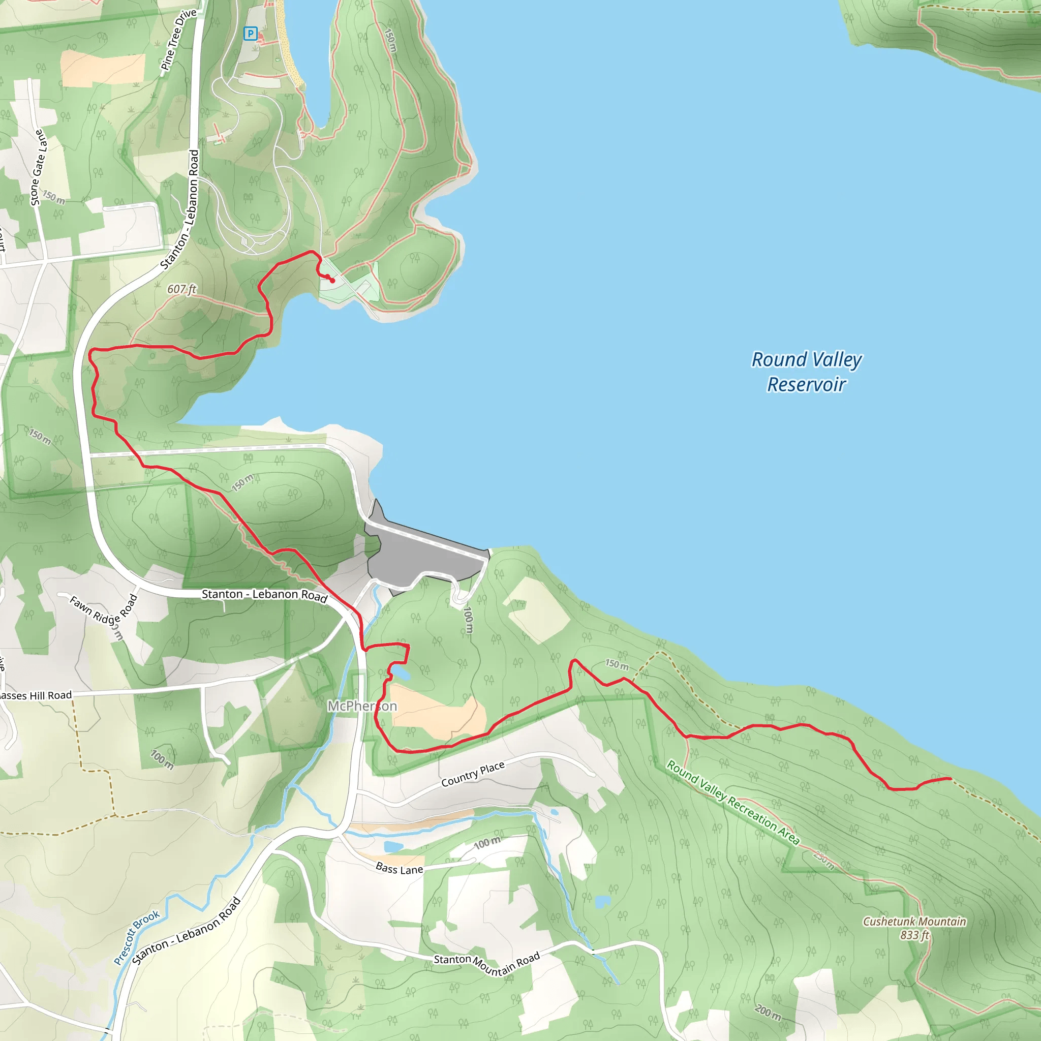 Red Cushetunk Trail mobile static map