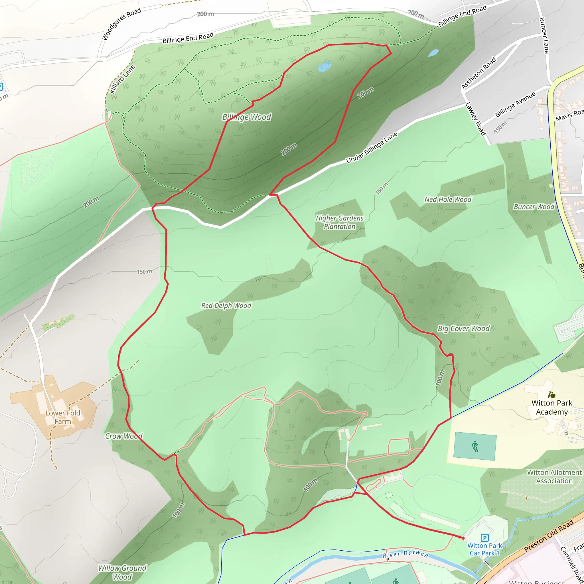 Witton Country Park Loop mobile static map