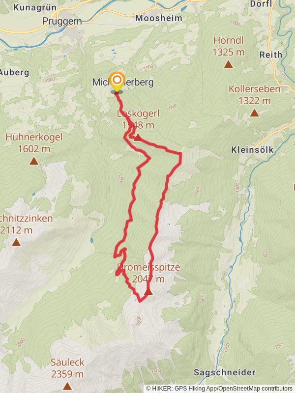 Michaelerberghaus - Kochofen and Dromeisspitz Trail mobile static map