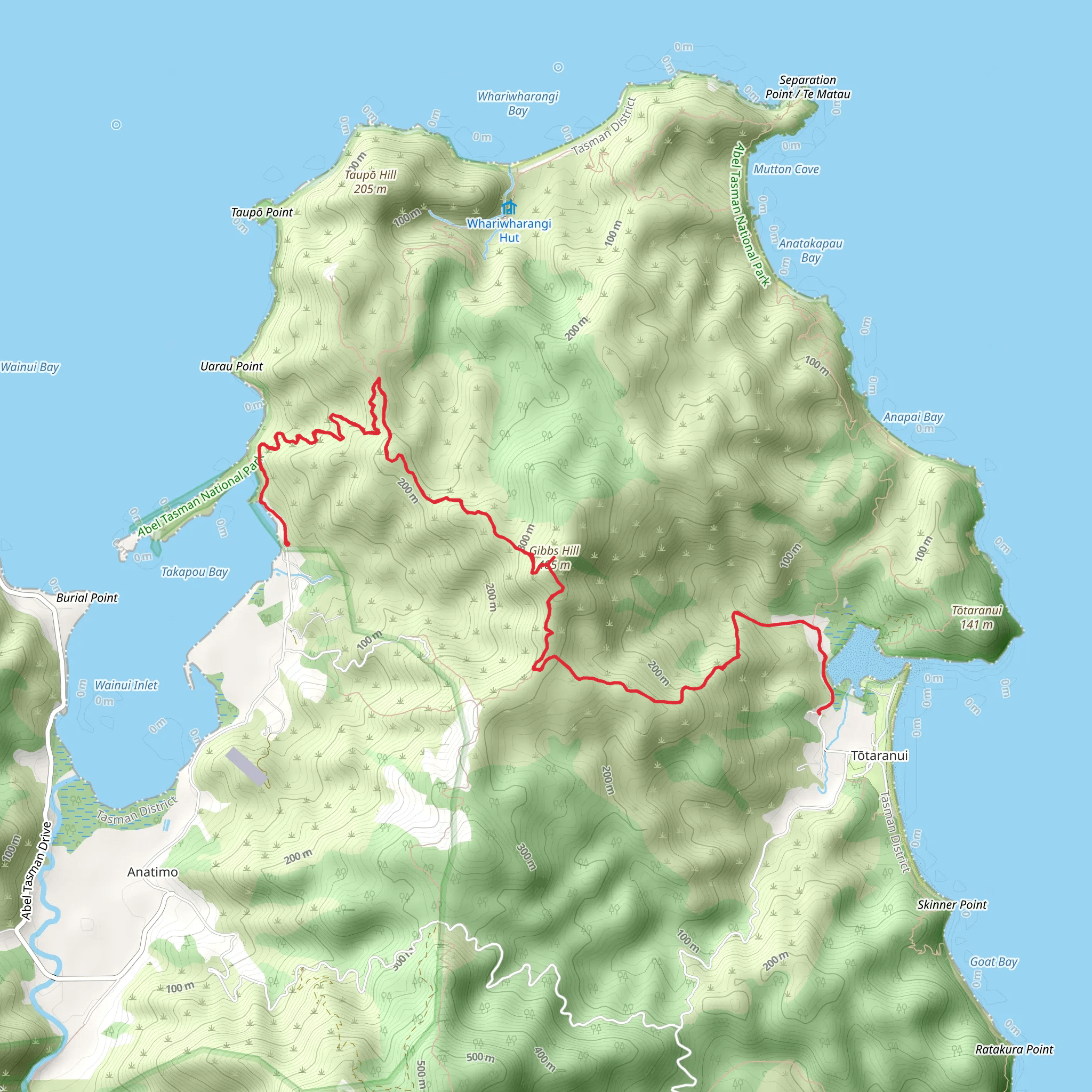 Wainui – Gibbs Hill – Tōtaranui mobile static map