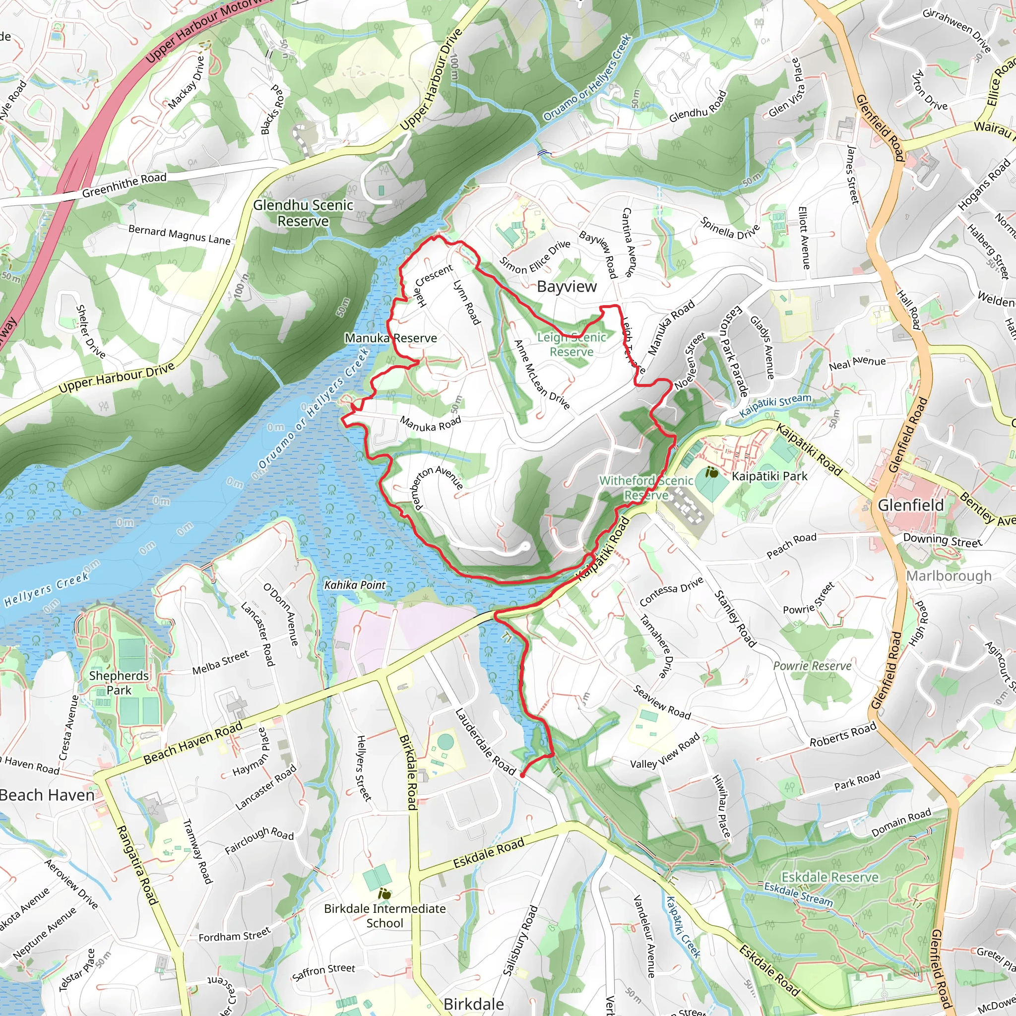 Kaipatiki Costal Reserve mobile static map