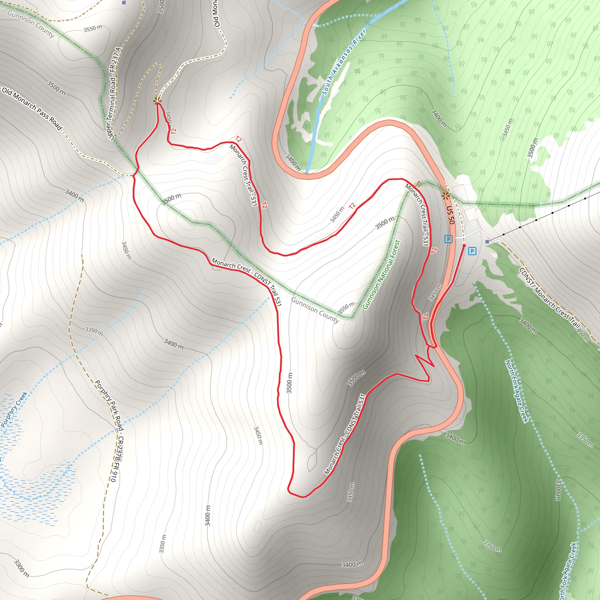 Old Monarch Pass Loop mobile static map