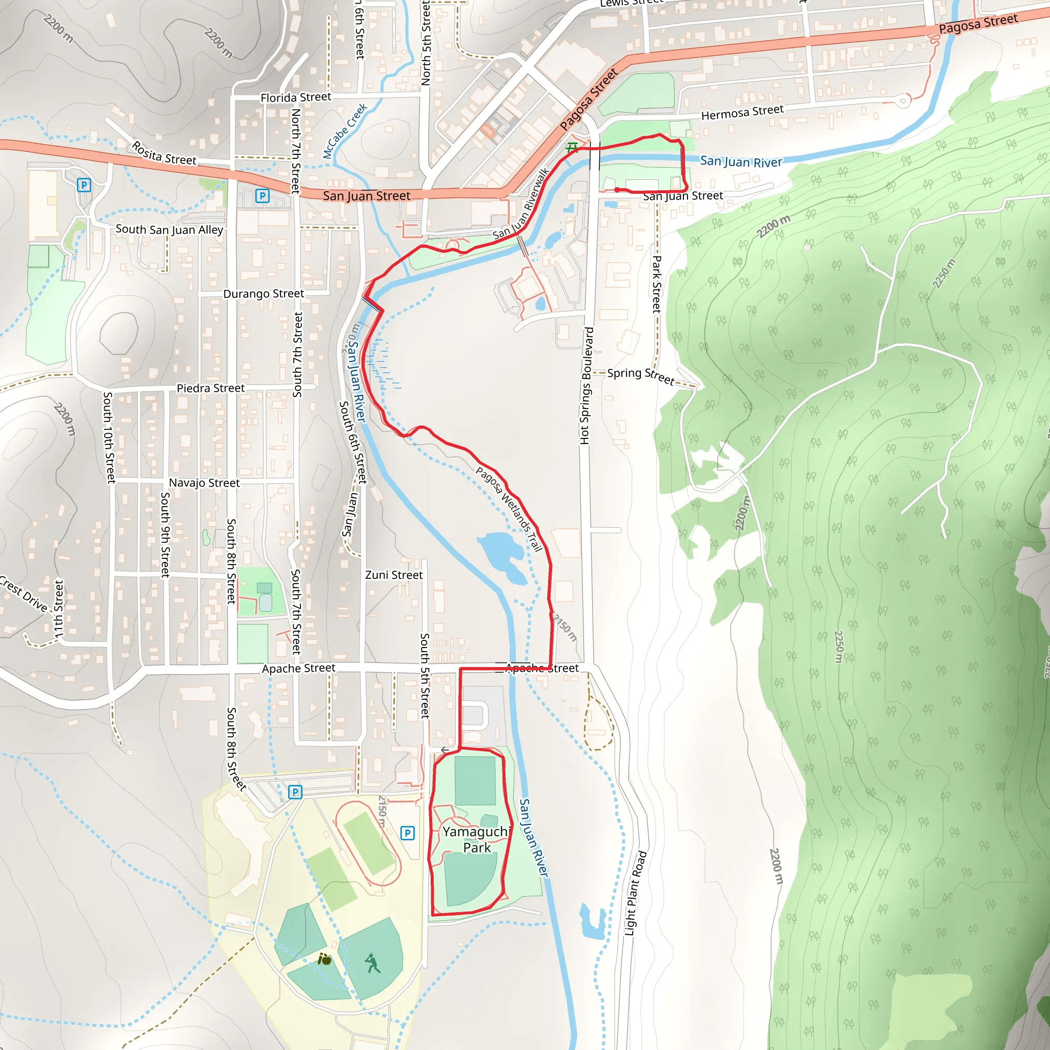 Yamaguchi Park - Pagosa Wetlands and San Juan Riverwalk mobile static map