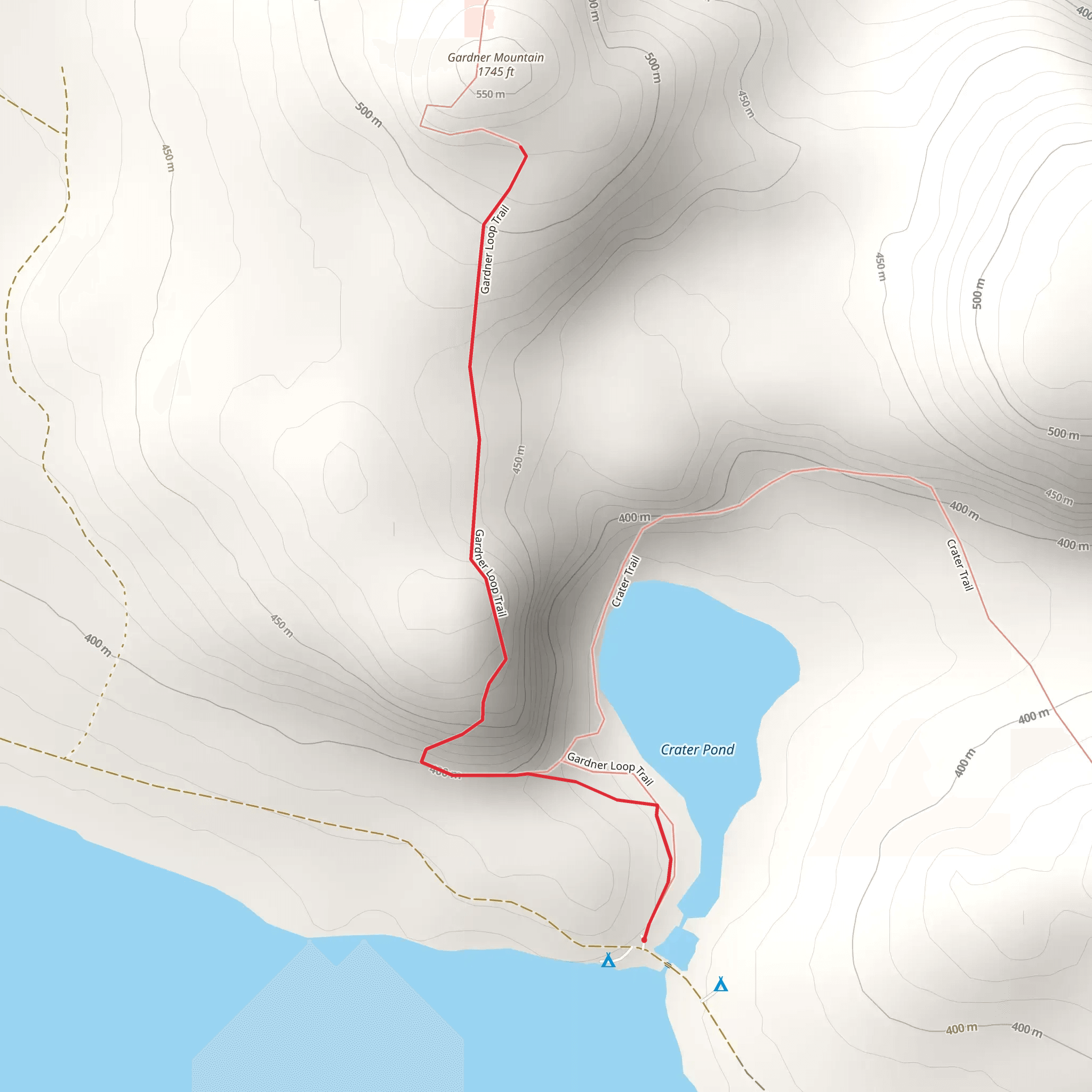 Crater Pond and Gardner Mountain mobile static map