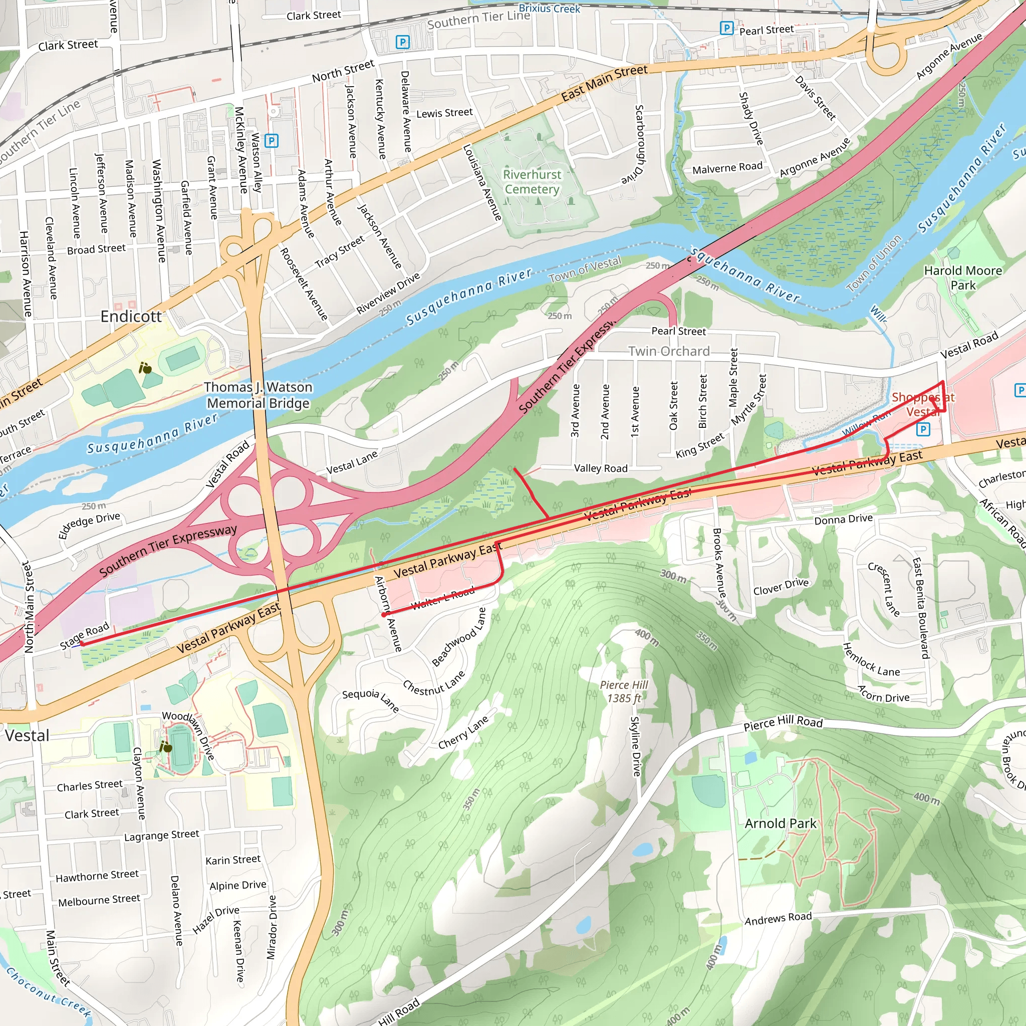 Vestal Rail Trail mobile static map