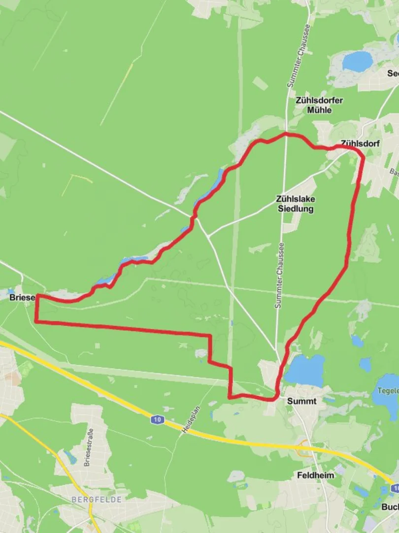 An image depicting the trail Buchenberg Loop via Summter See and Libelle and its surrounding area.