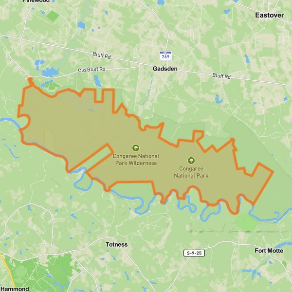 Congaree National Park mobile static map
