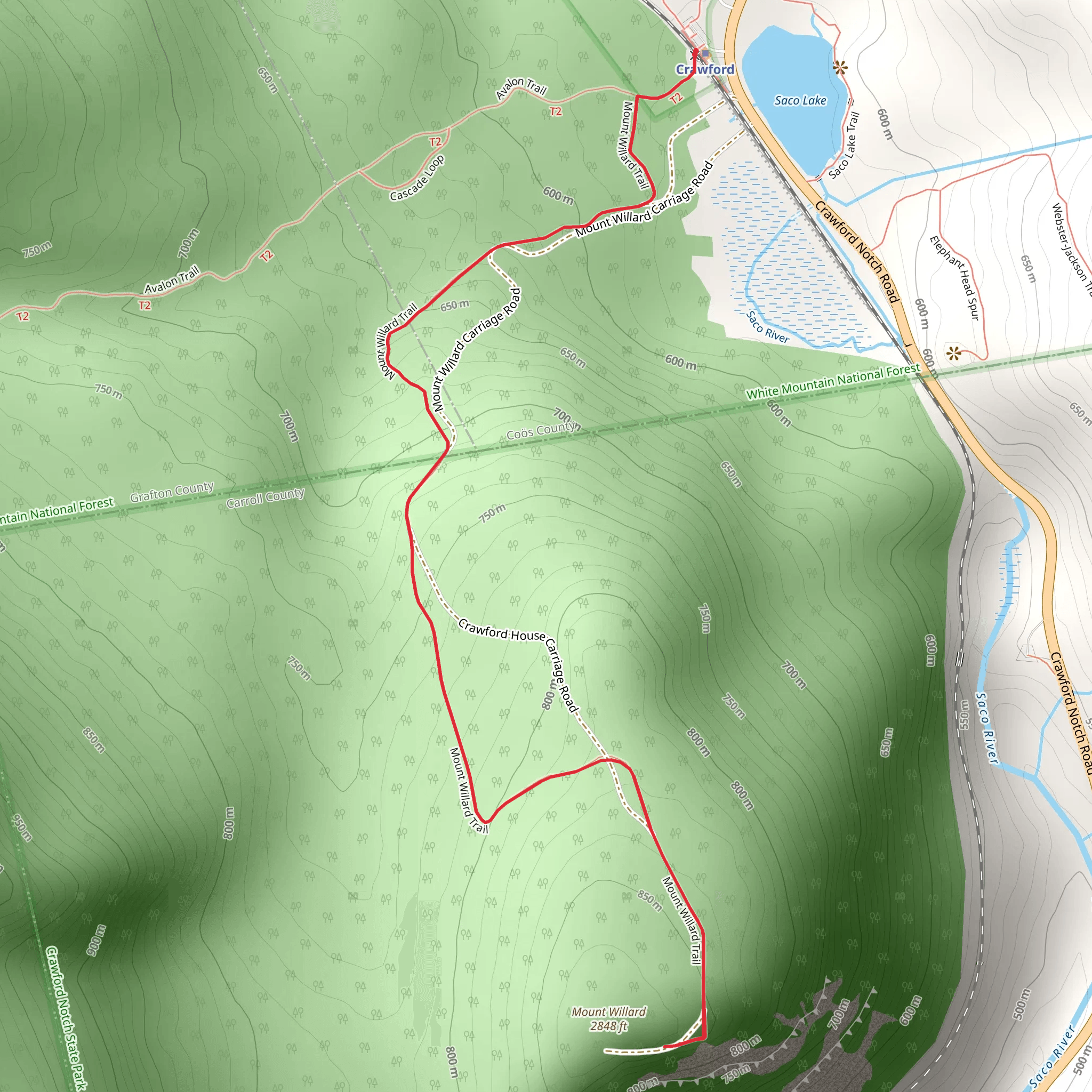 Mount Willard Trail mobile static map