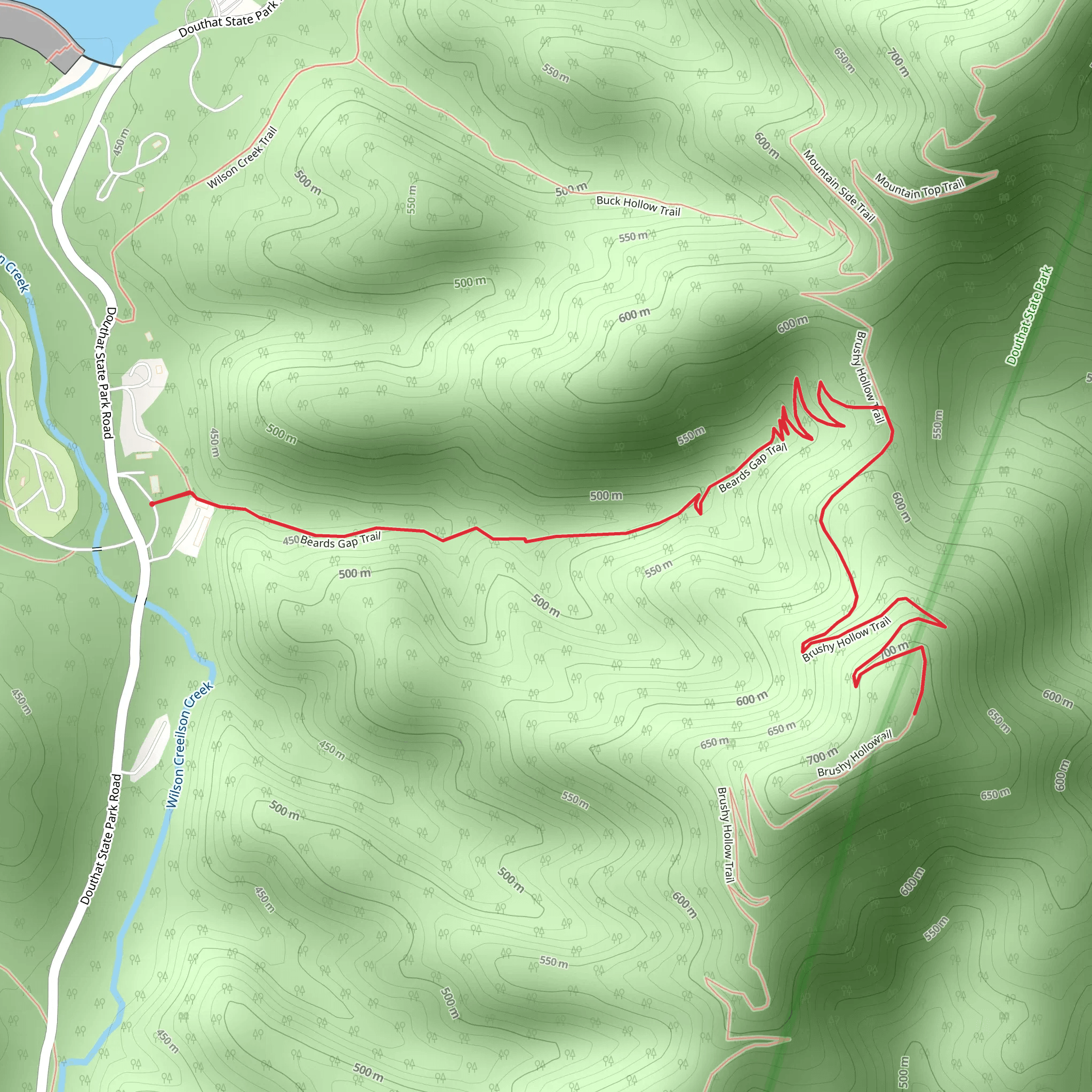 Beards Gap Trail Out and Back mobile static map