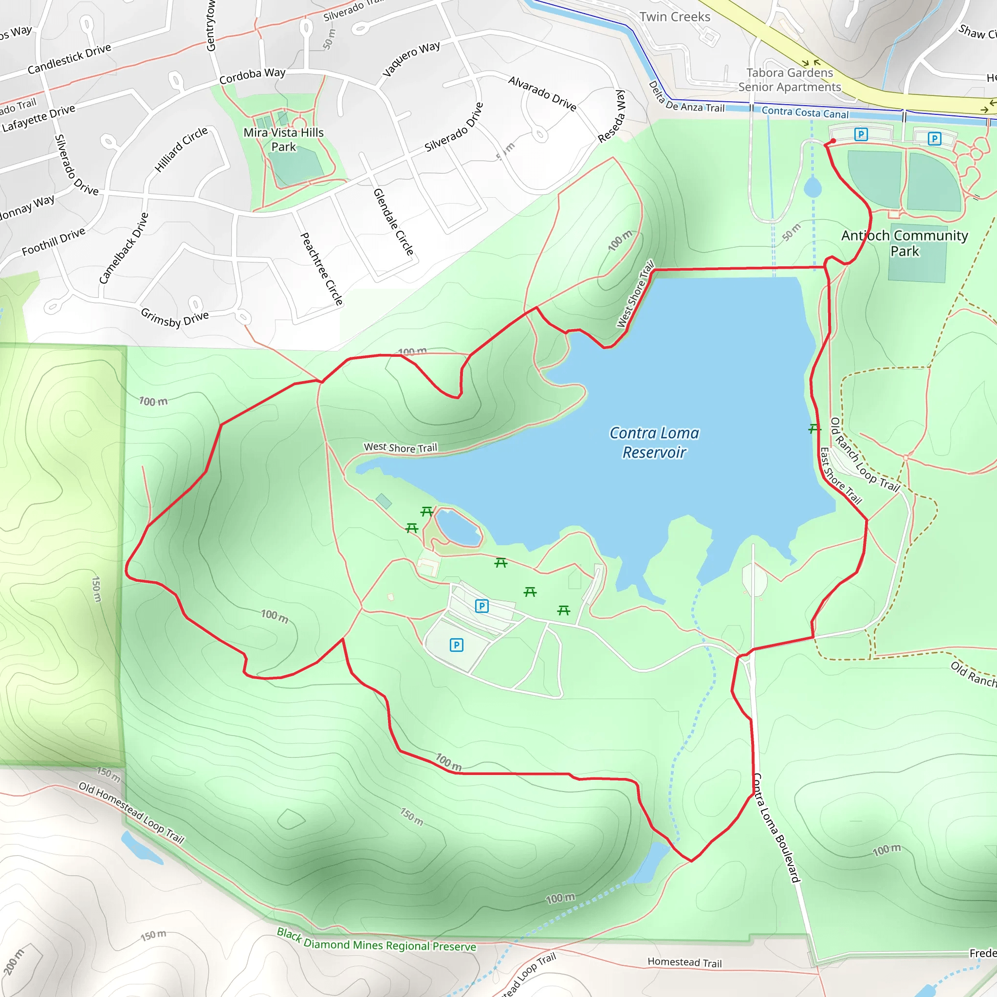 Contra Loma Reservoir Loop mobile static map