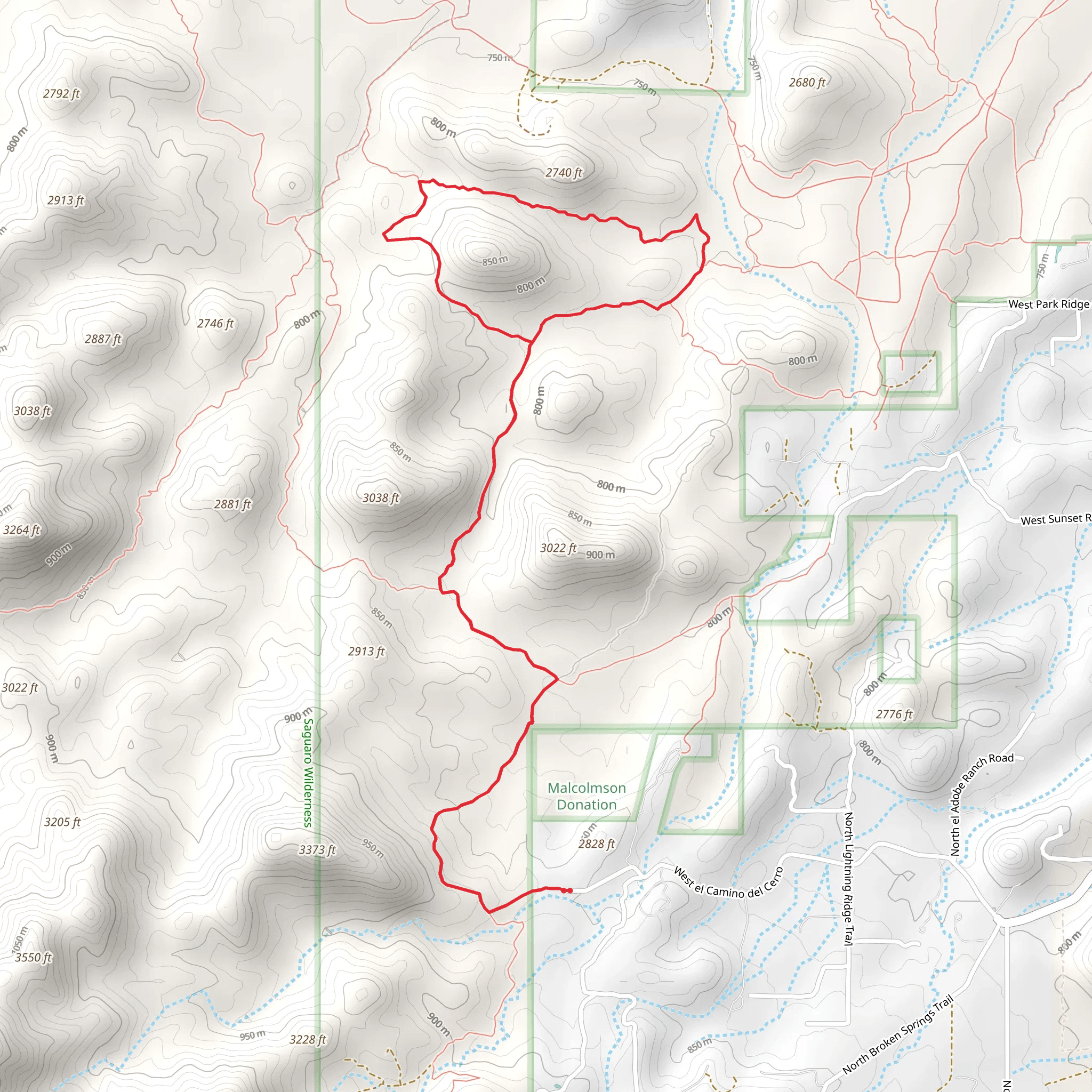 Thunderbird - Cactus Canyon - Coyote Pass Loop Trail mobile static map