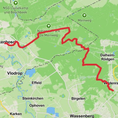 Wildenrath to herkenbosch Walk via National Park de Meinweg mobile static map