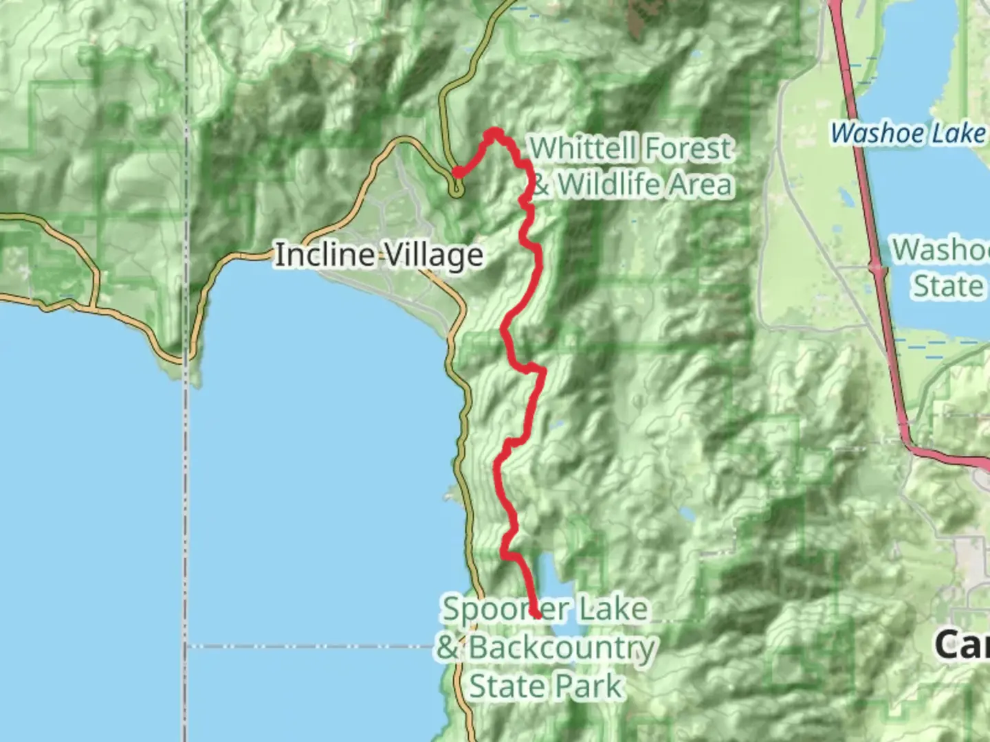 An image depicting the trail Marlette Lake via Marlette Flume and Incline Flume Trail and its surrounding area.