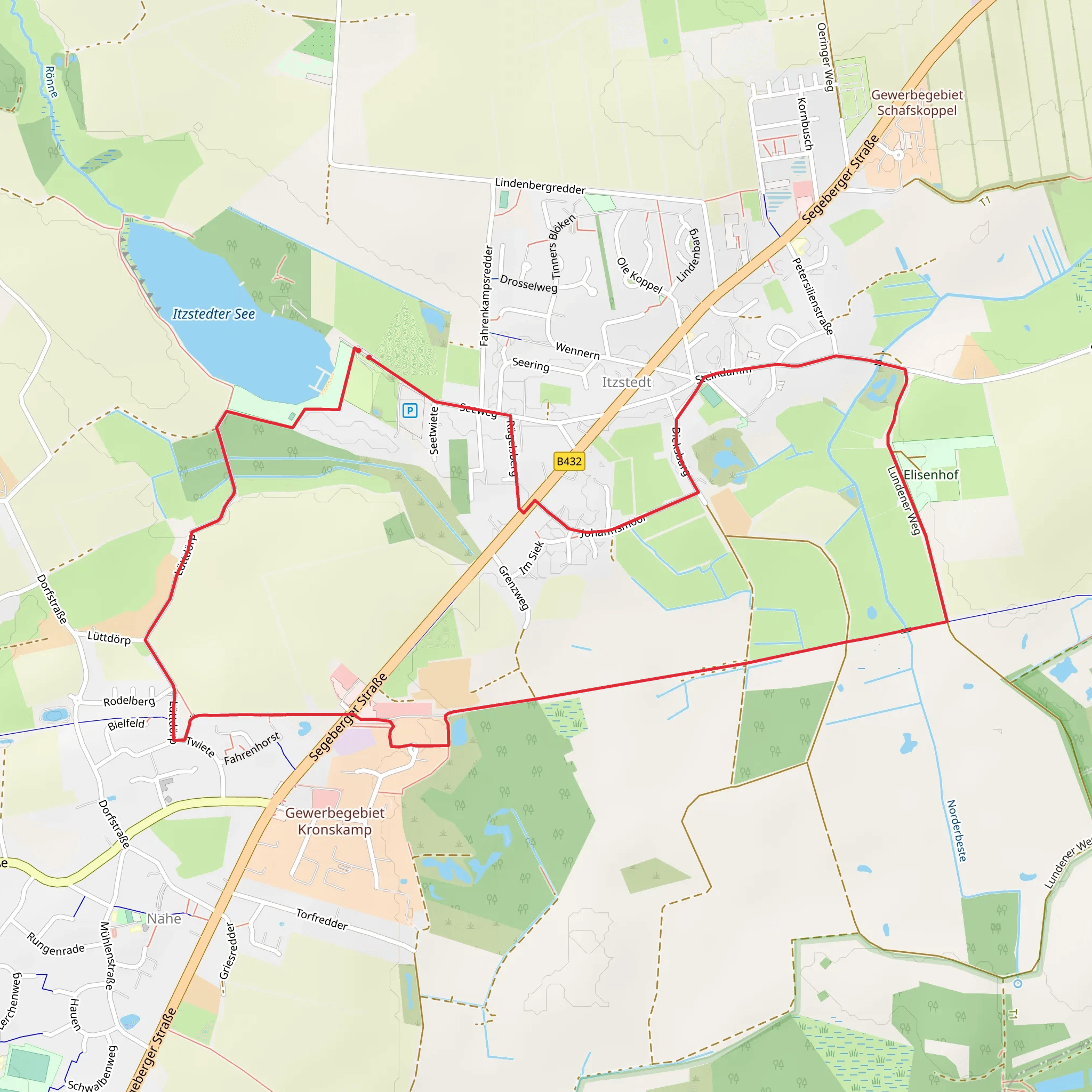 Rundweg durch die Gemeinde Itztedt and Von Nahe zum Nienwohlder Moor mobile static map