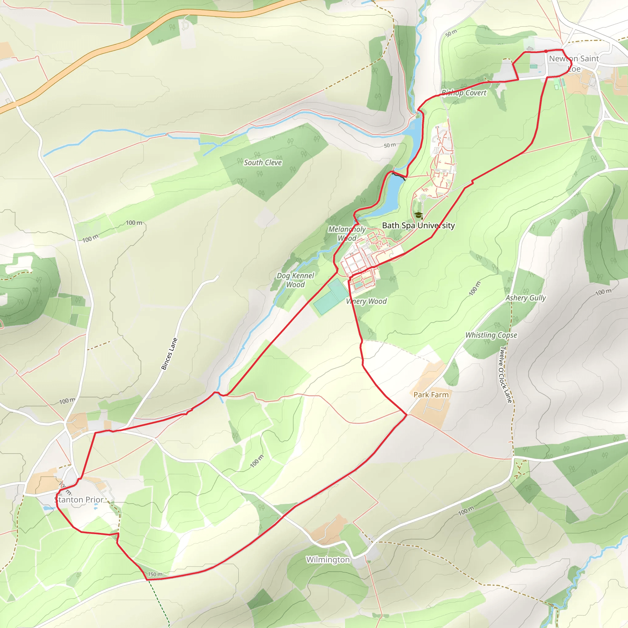Newton St Loe to Stanton Prior mobile static map