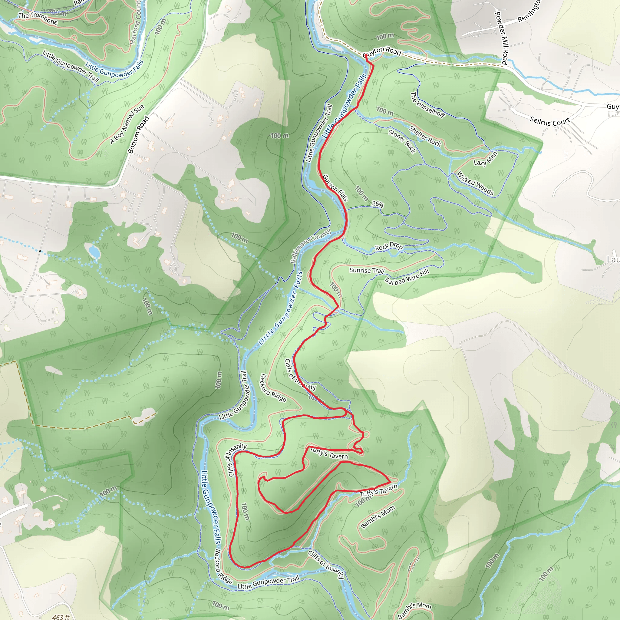 Guyton Flats and Tuffy's Tavern Loop mobile static map