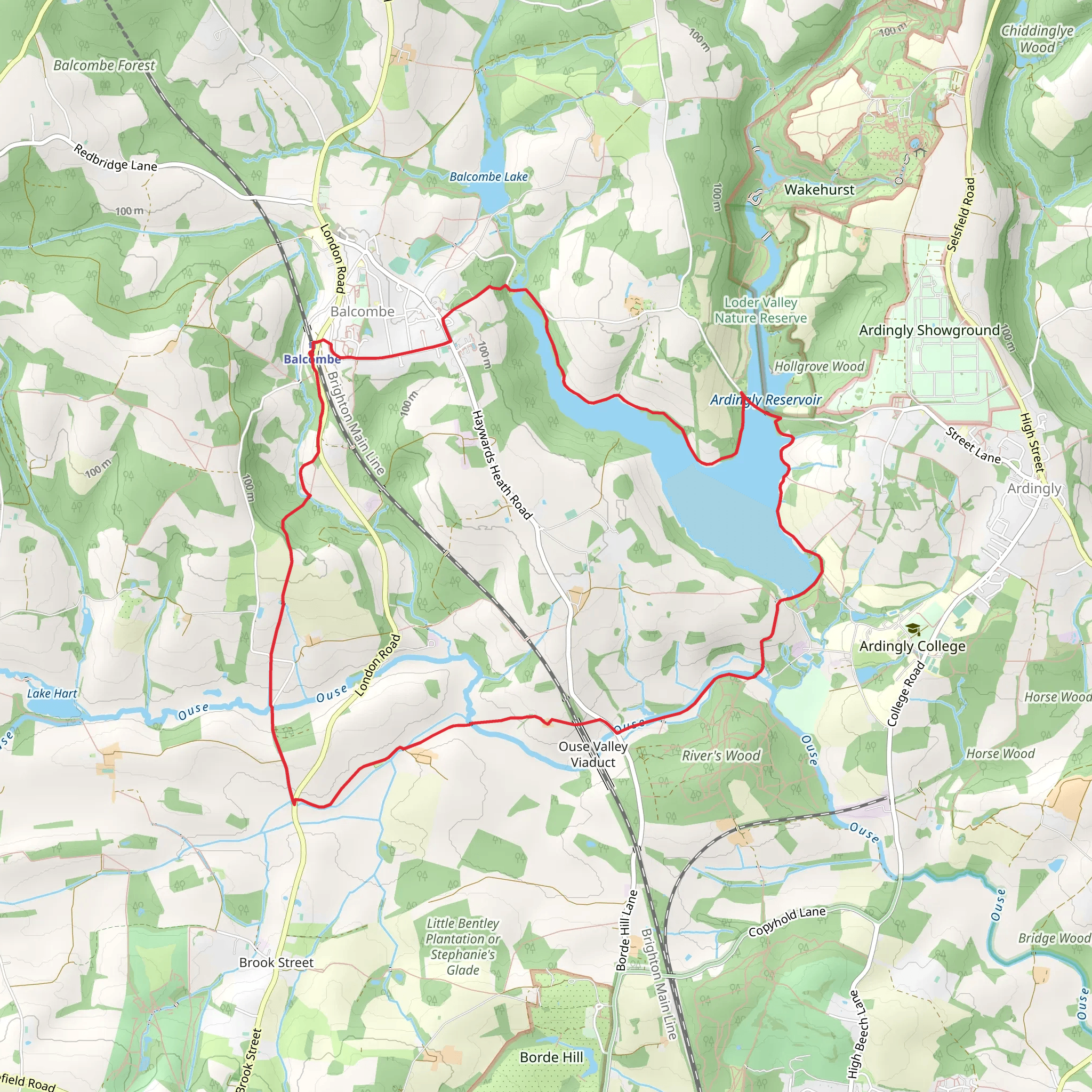 Ardingly Reservoir and Great Bentley Gorses Loop mobile static map