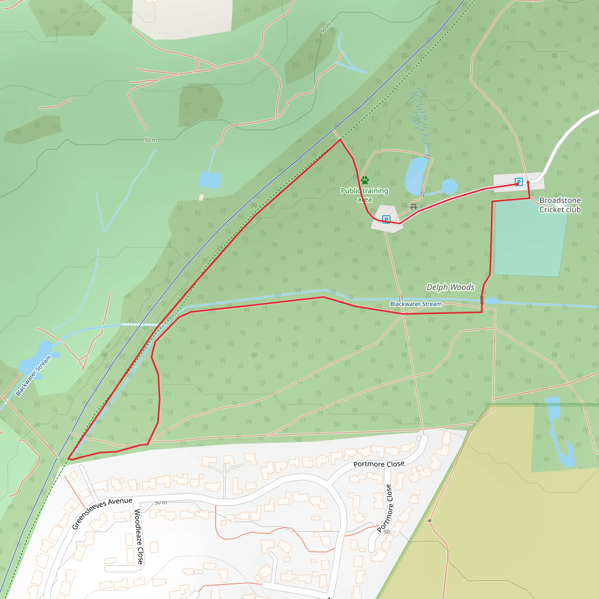 Delph Woods Short Loop mobile static map