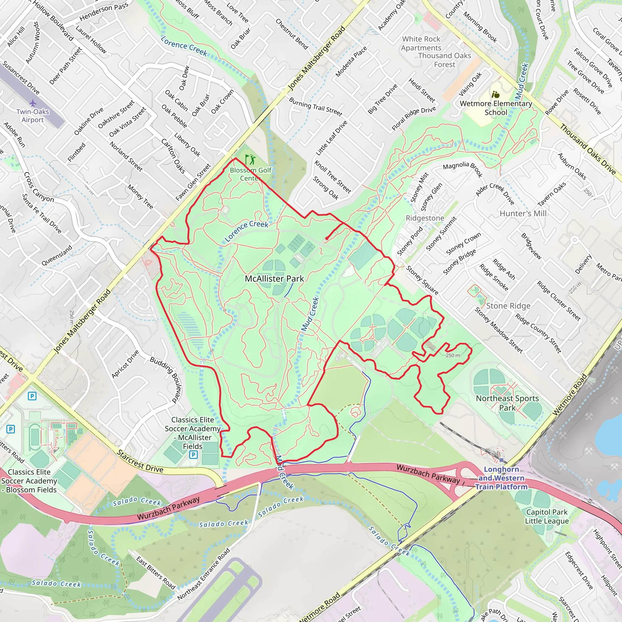McAllister Park - Blue Loop mobile static map