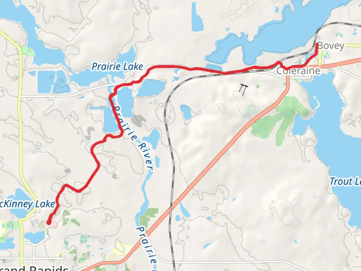 An image depicting the trail Prairie River and Lake via Mesabi Trail and its surrounding area.