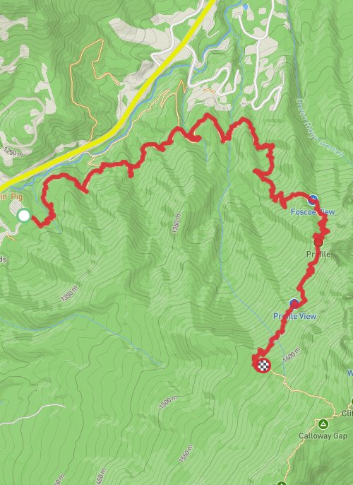A map preview of the recording Hike on Calloway Peak via Grandfather Trail.