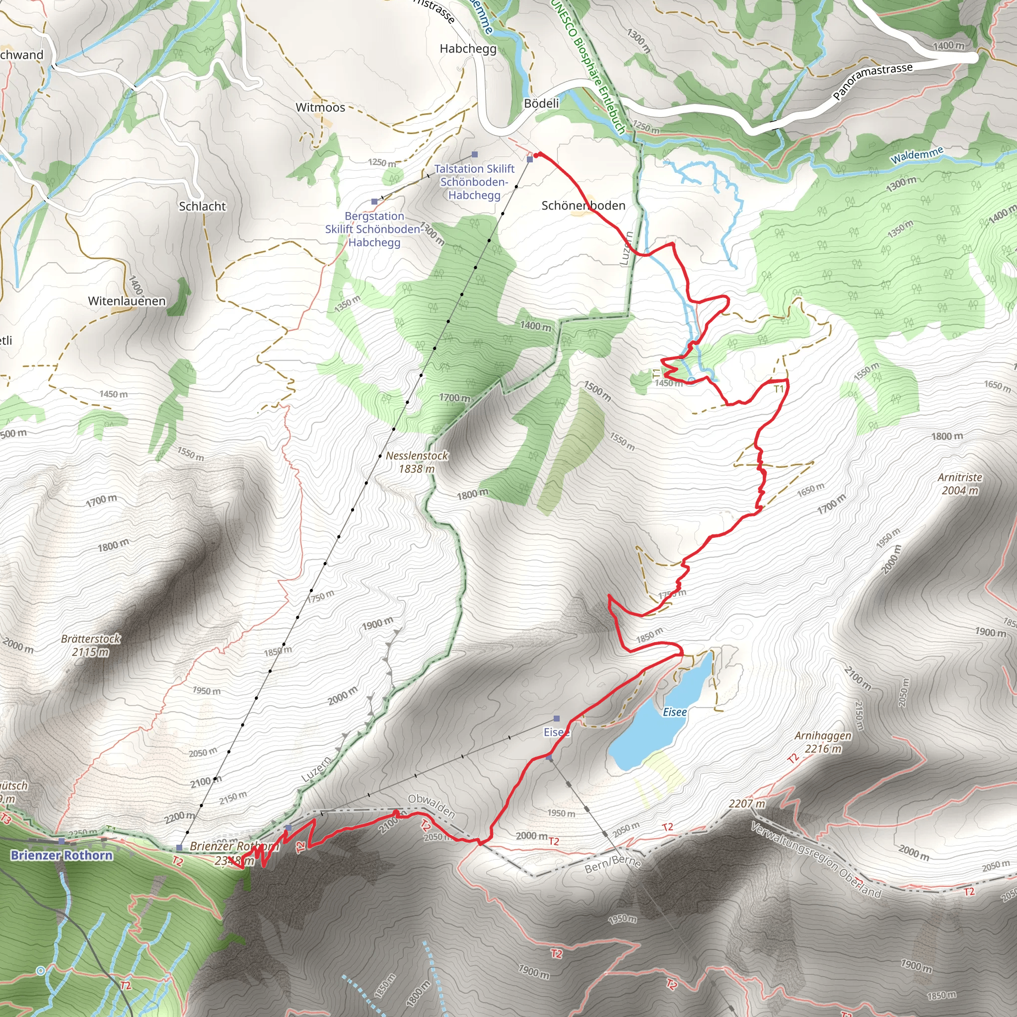 Schönebode - Lake Eisee - Brienzer Rothorn mobile static map