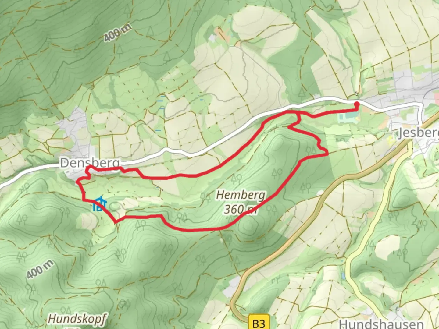 An image depicting the trail Jesberg Loop and its surrounding area.