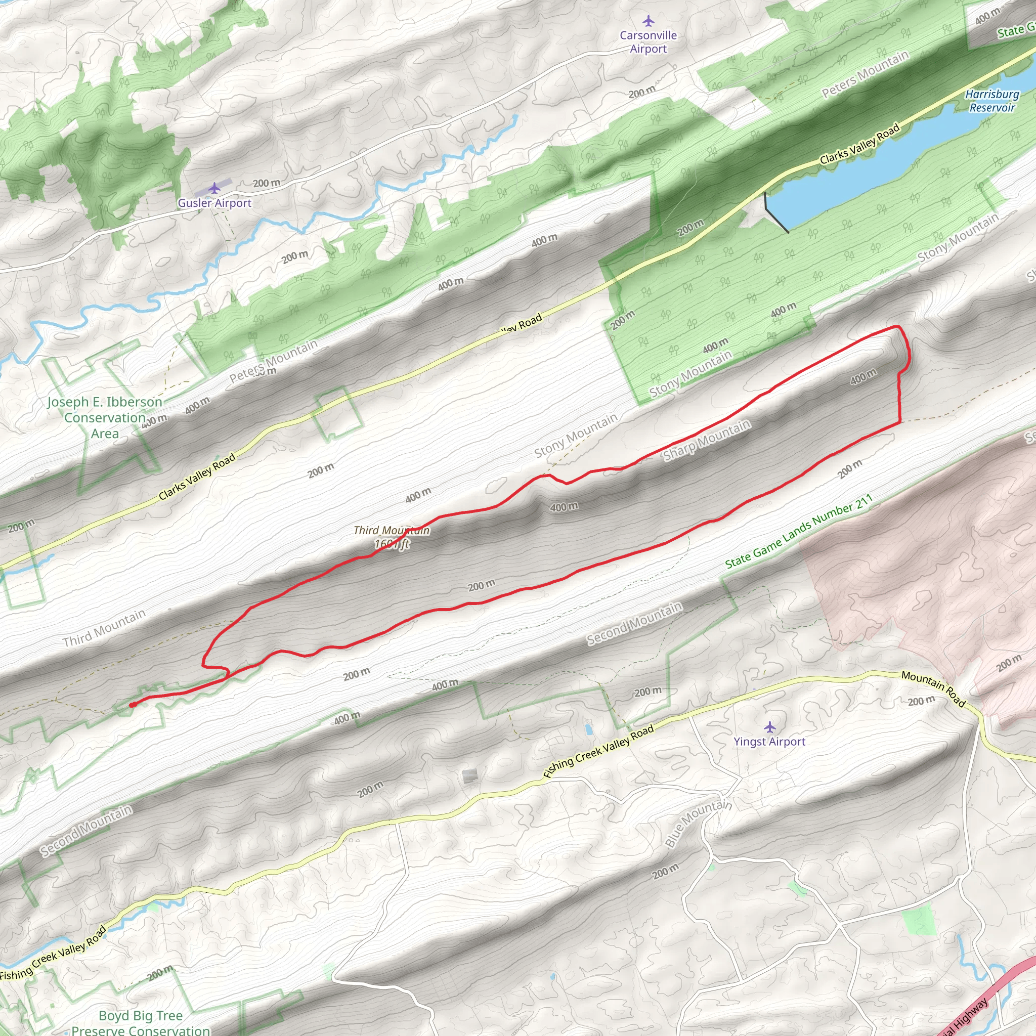 Third Mountain and Stony Creek Loop Trail mobile static map