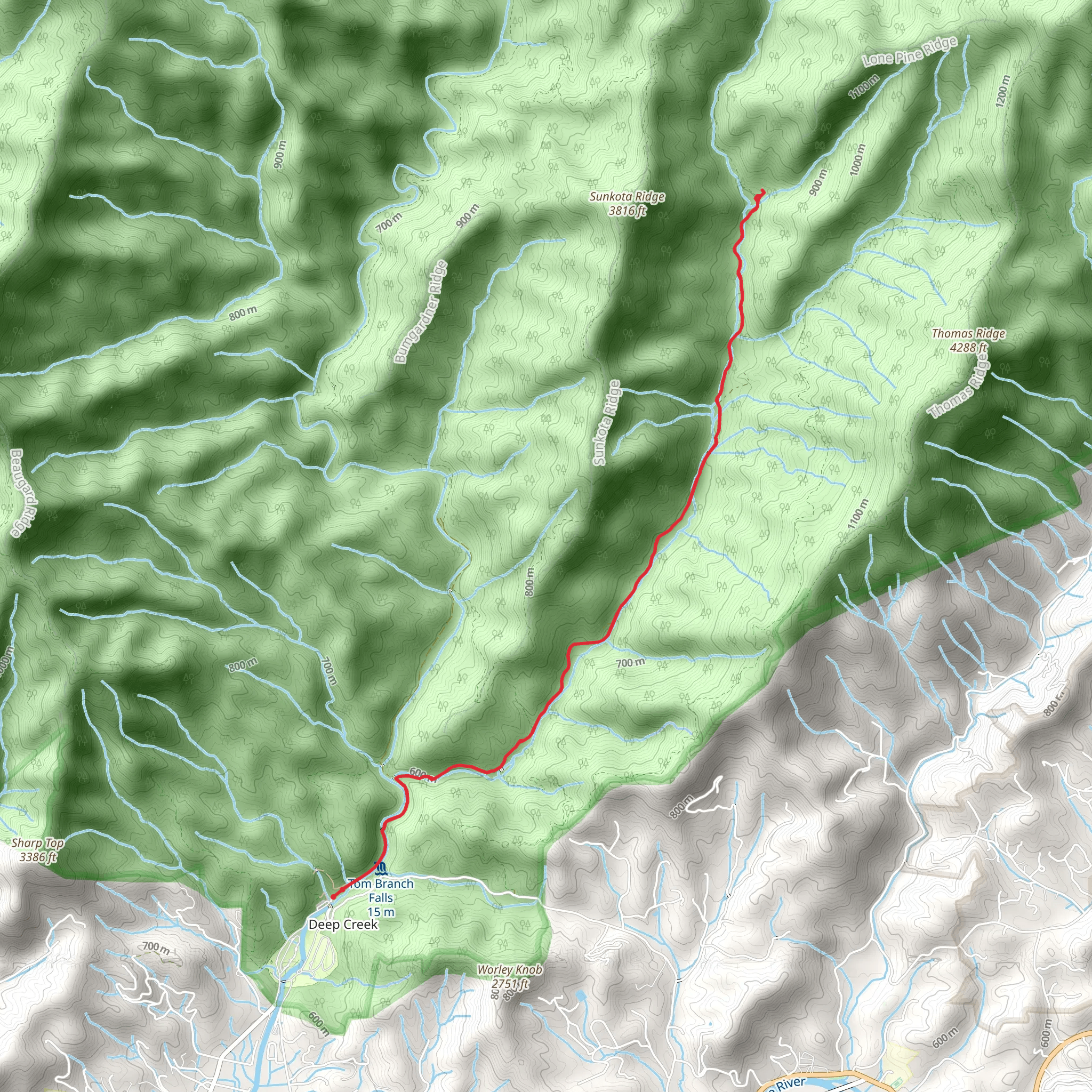 Indian Creek via Deep Creek Trail mobile static map