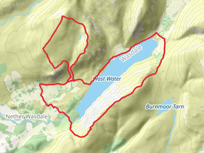 Wast Water, Whin Rigg and Seatallan Loop mobile static map