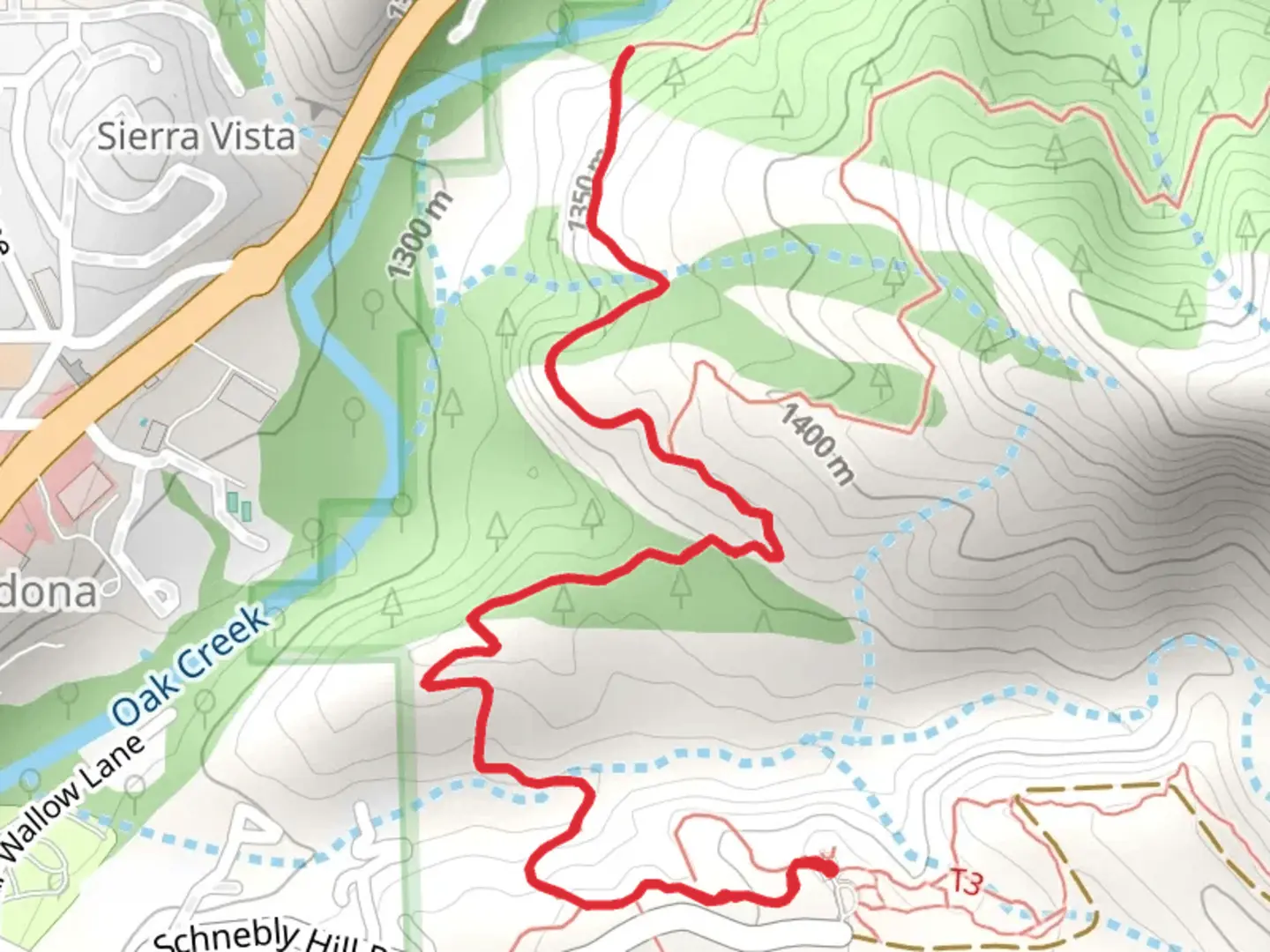 An image depicting the trail Huckaby Trail to Oak Creek and its surrounding area.