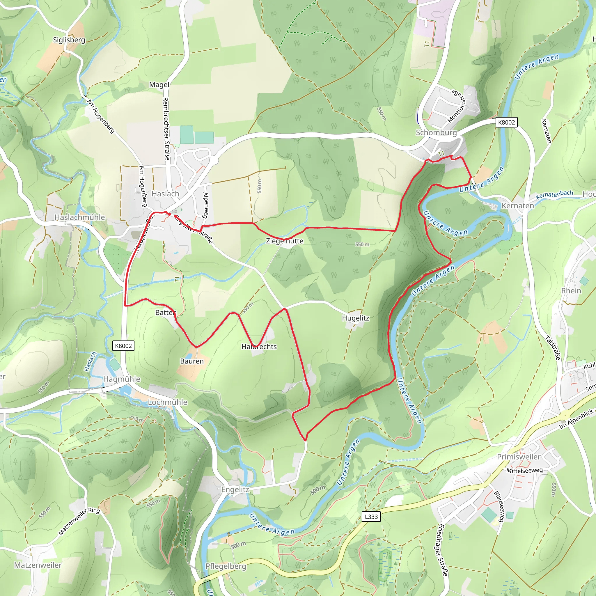 Untere Argen via Wanderweg mobile static map