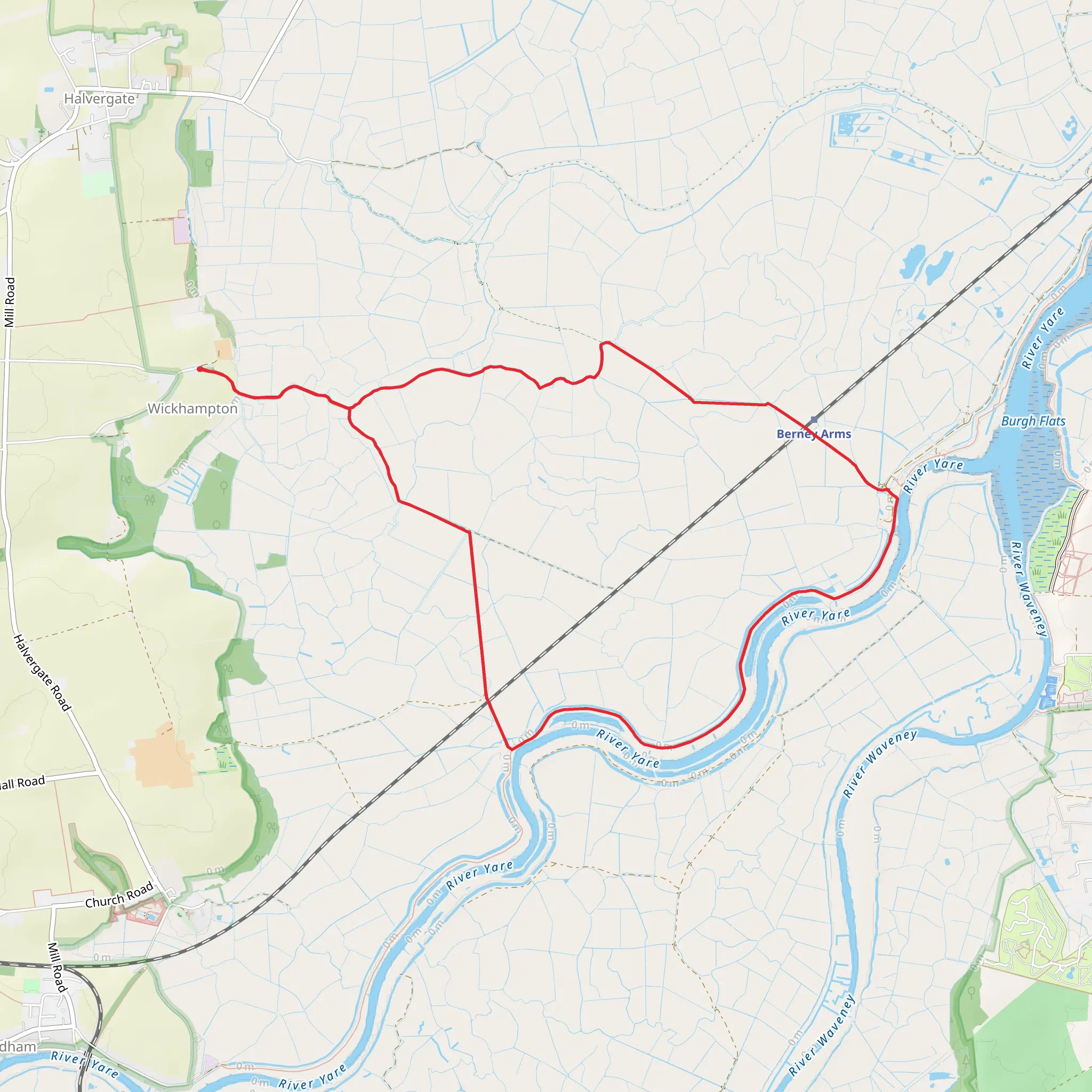 Halvergate Marshes Loop mobile static map