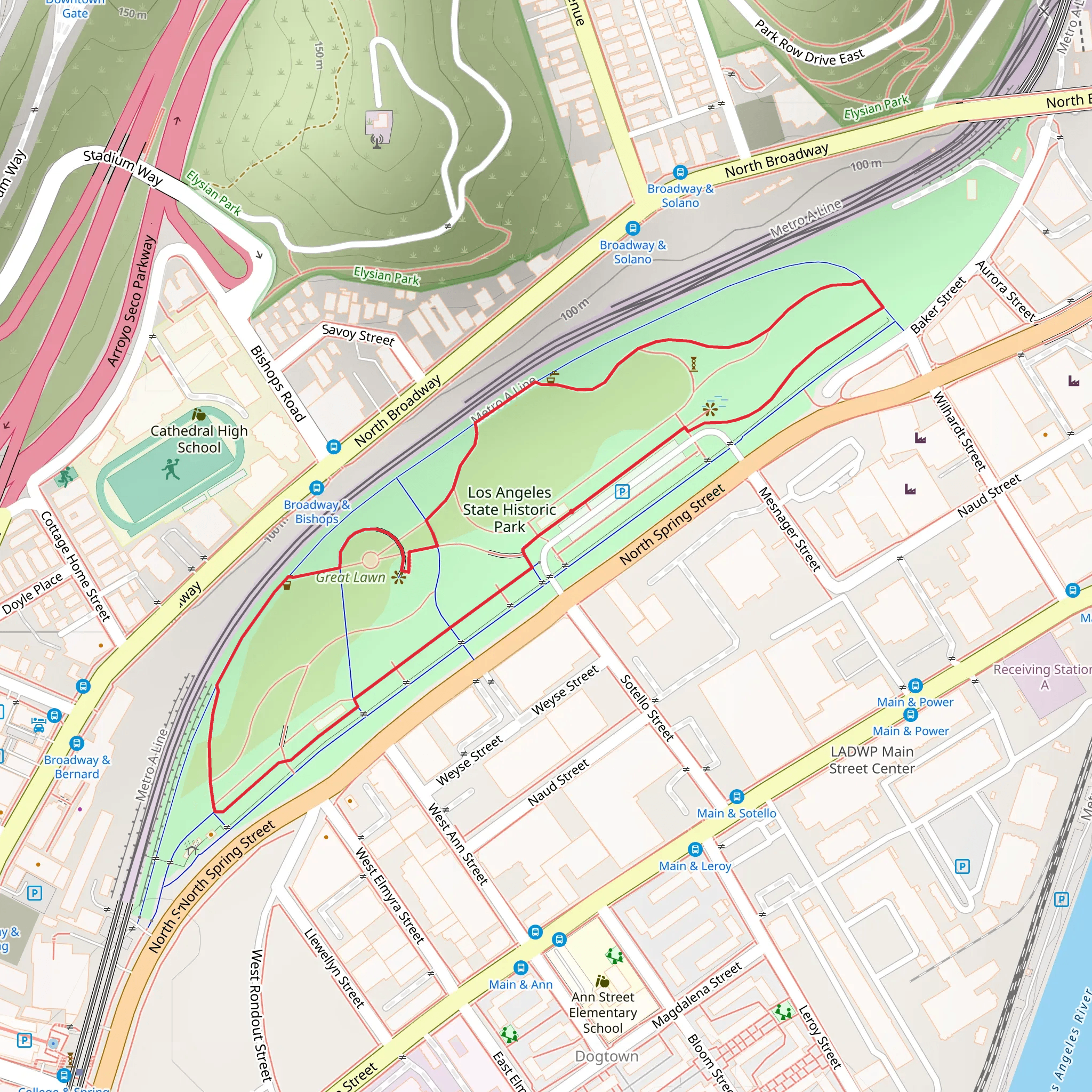 Los Angeles State Historic Park Loop mobile static map