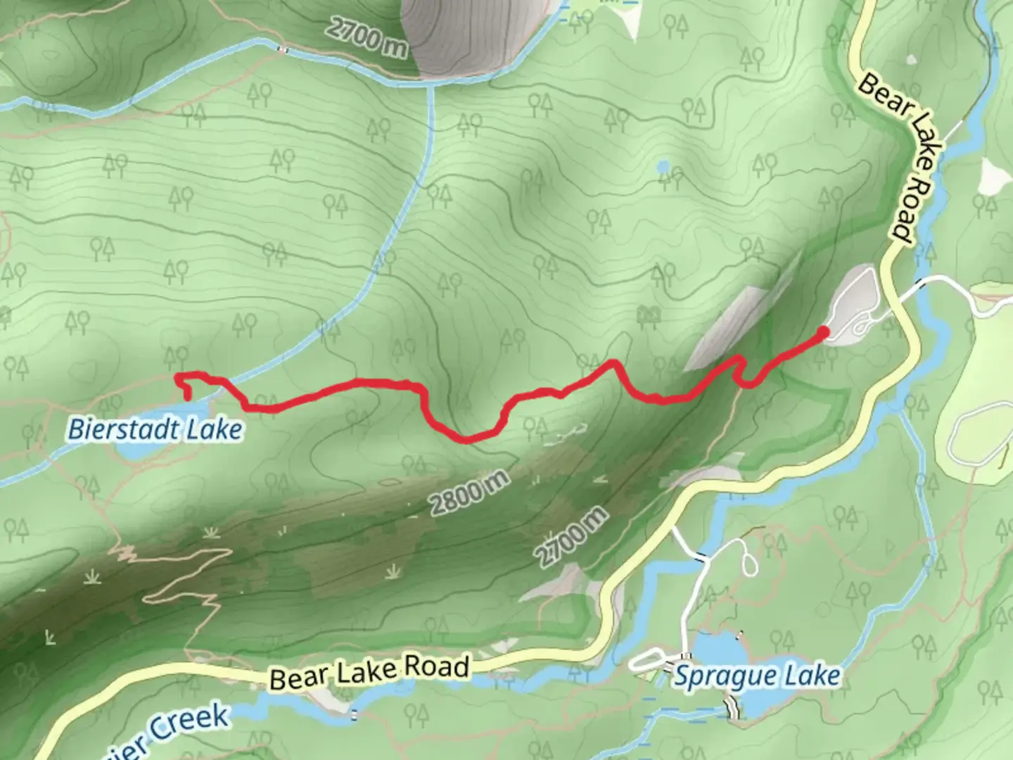 An image depicting the trail Bierstadt Lake Trail and its surrounding area.