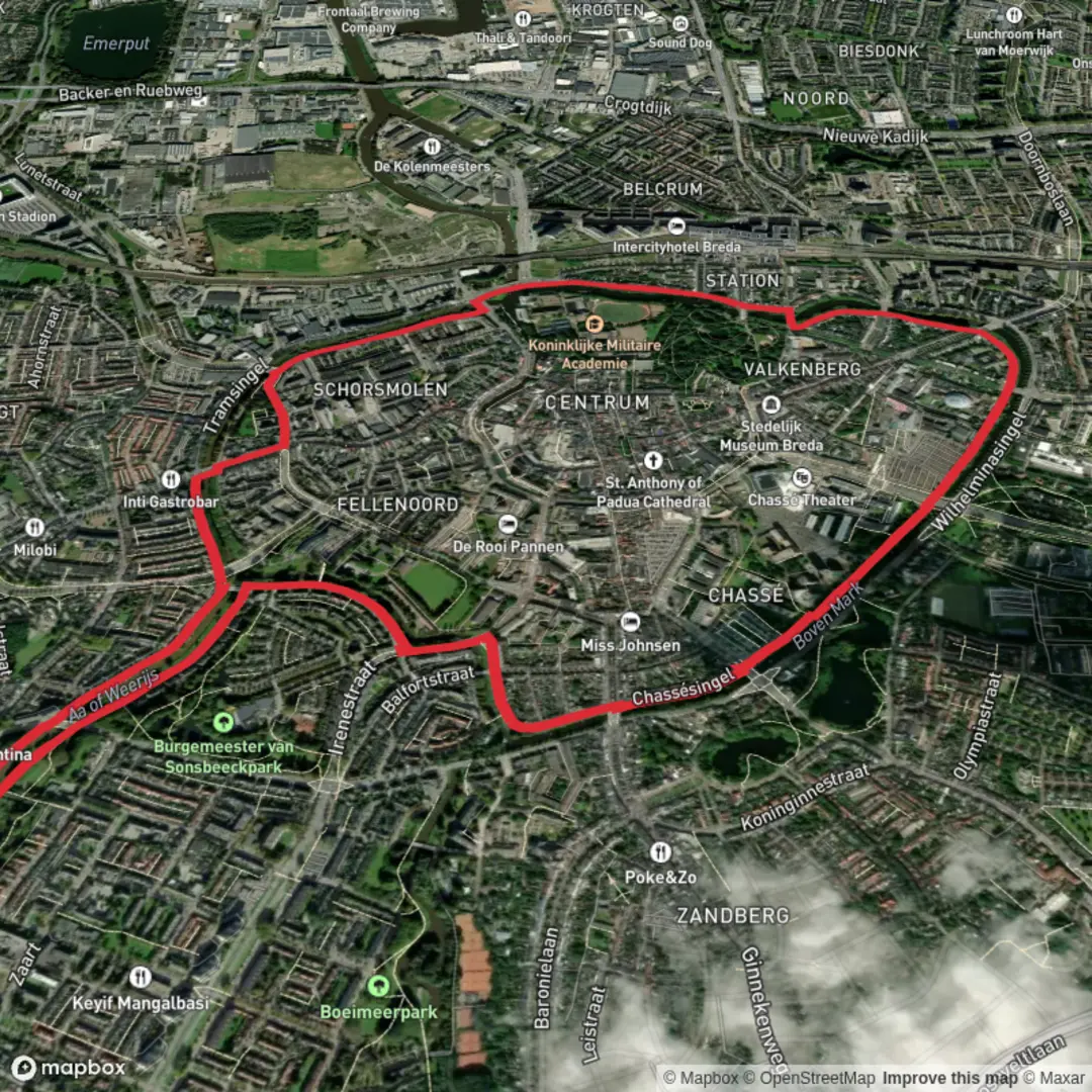 An image depicting the trail Boven Mark and Aa of Weerijs Loop and its surrounding area.