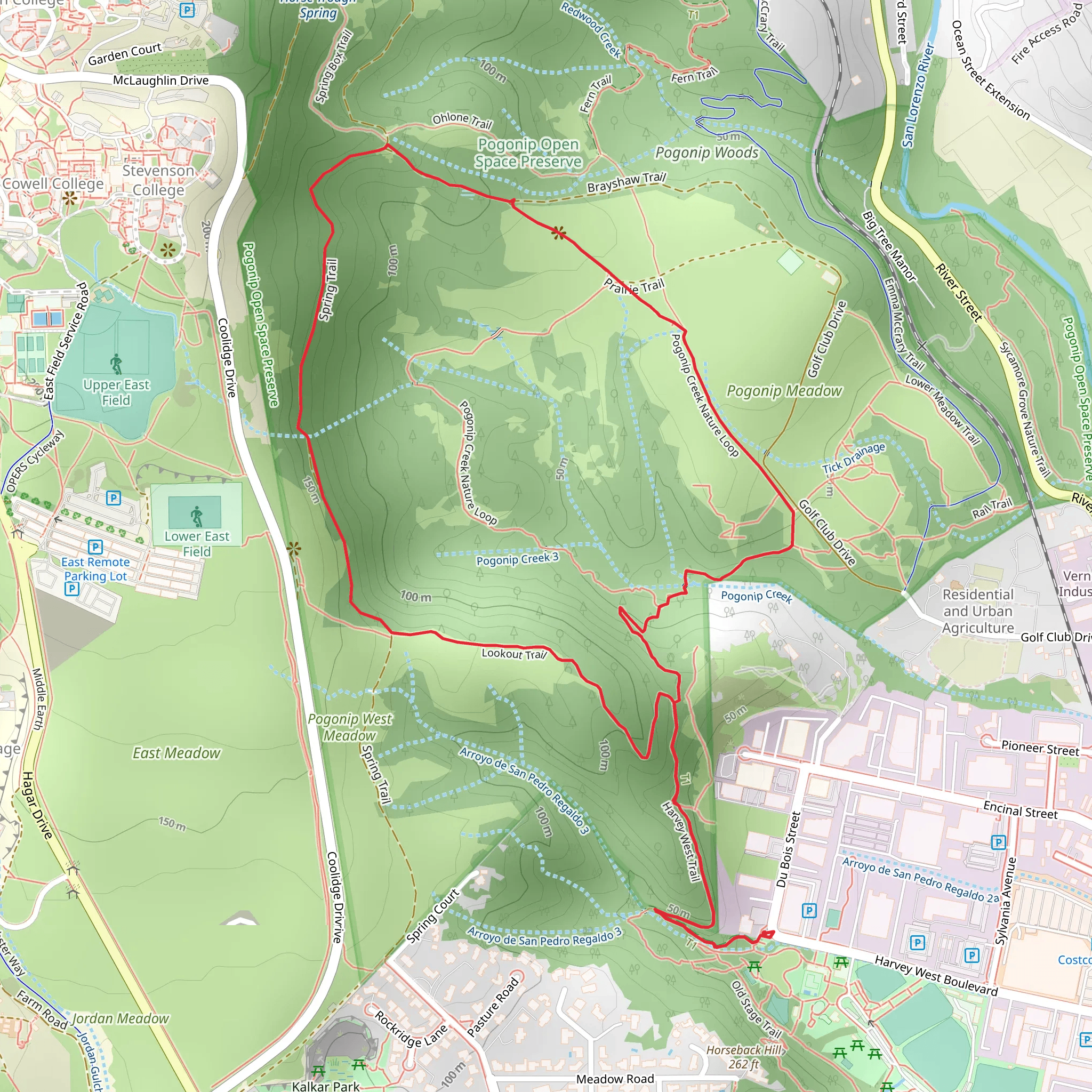 Pogonip Creek Nature and Spring Loop mobile static map