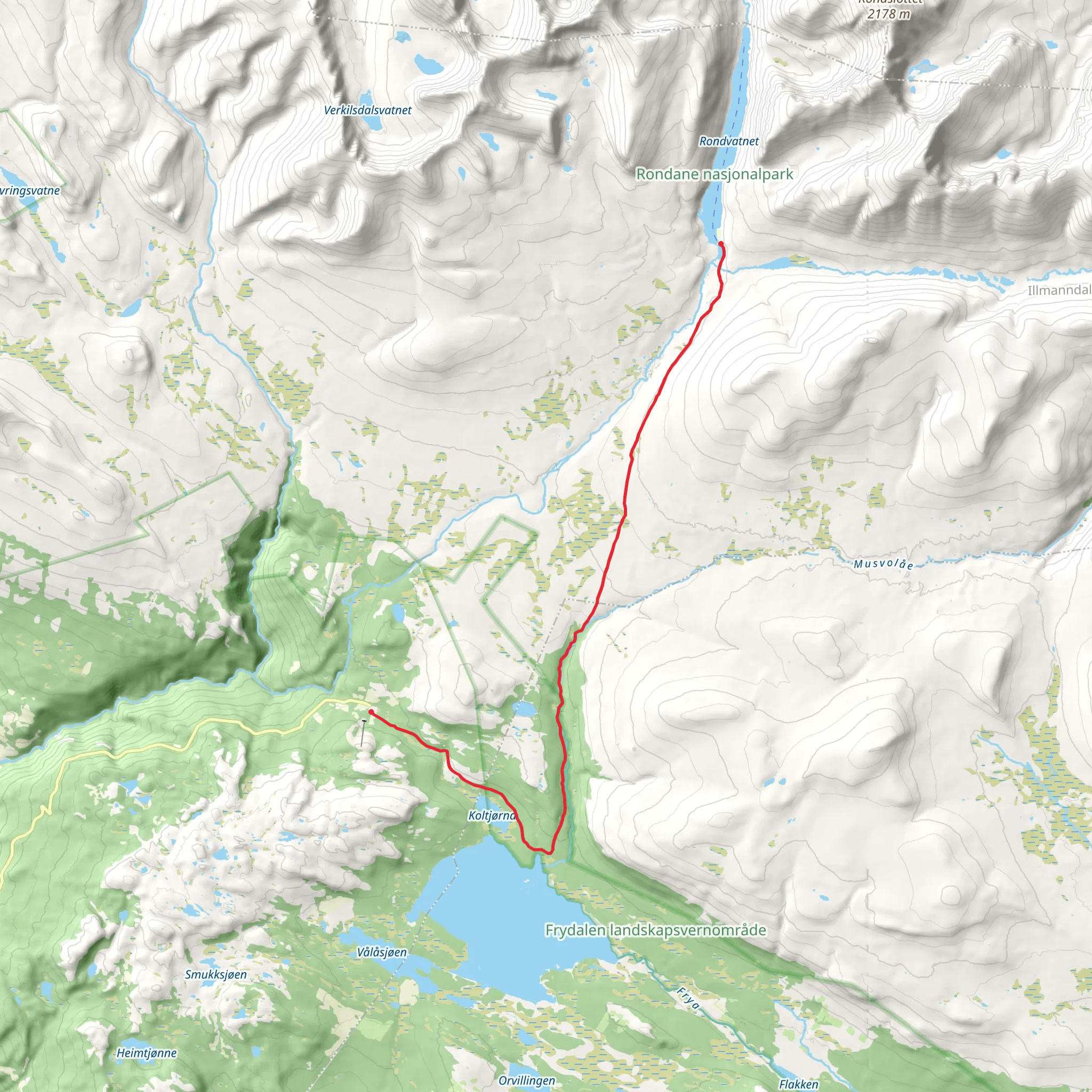 Mysusæterto to DNT Rondvassbu mobile static map