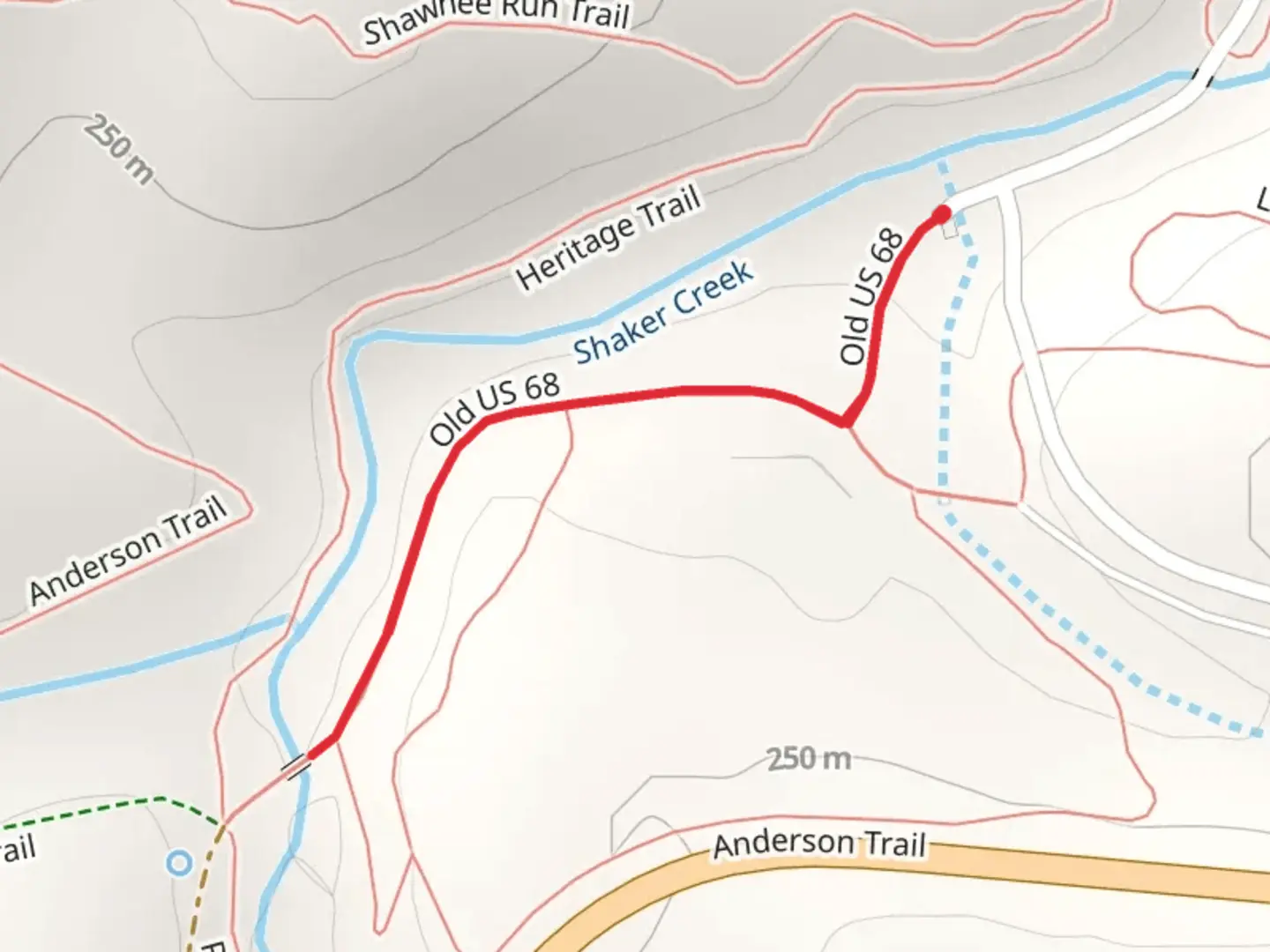 An image depicting the trail West Lot Road and its surrounding area.