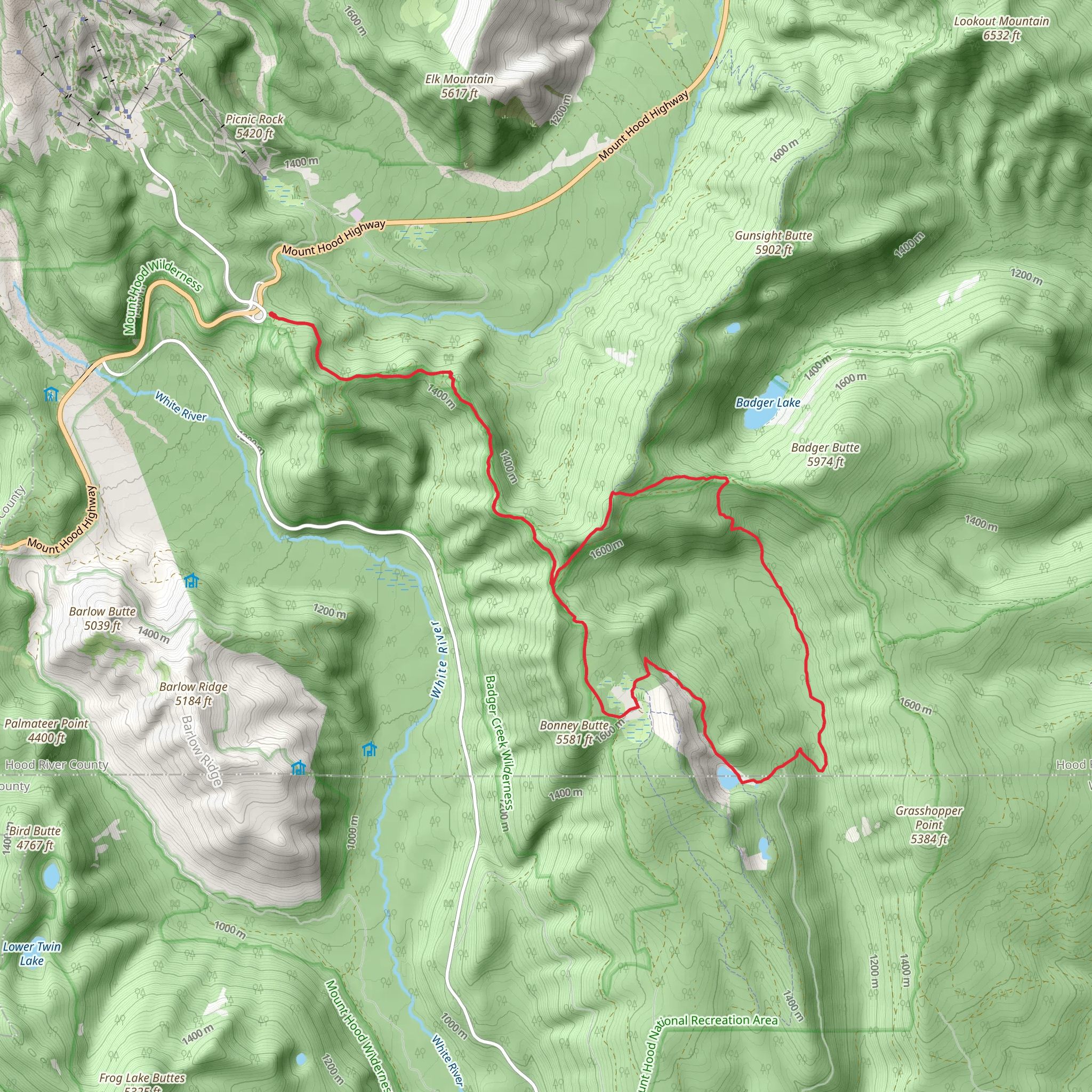 Gunsight, Crane Creek and Boulder Lake Loop Trail mobile static map
