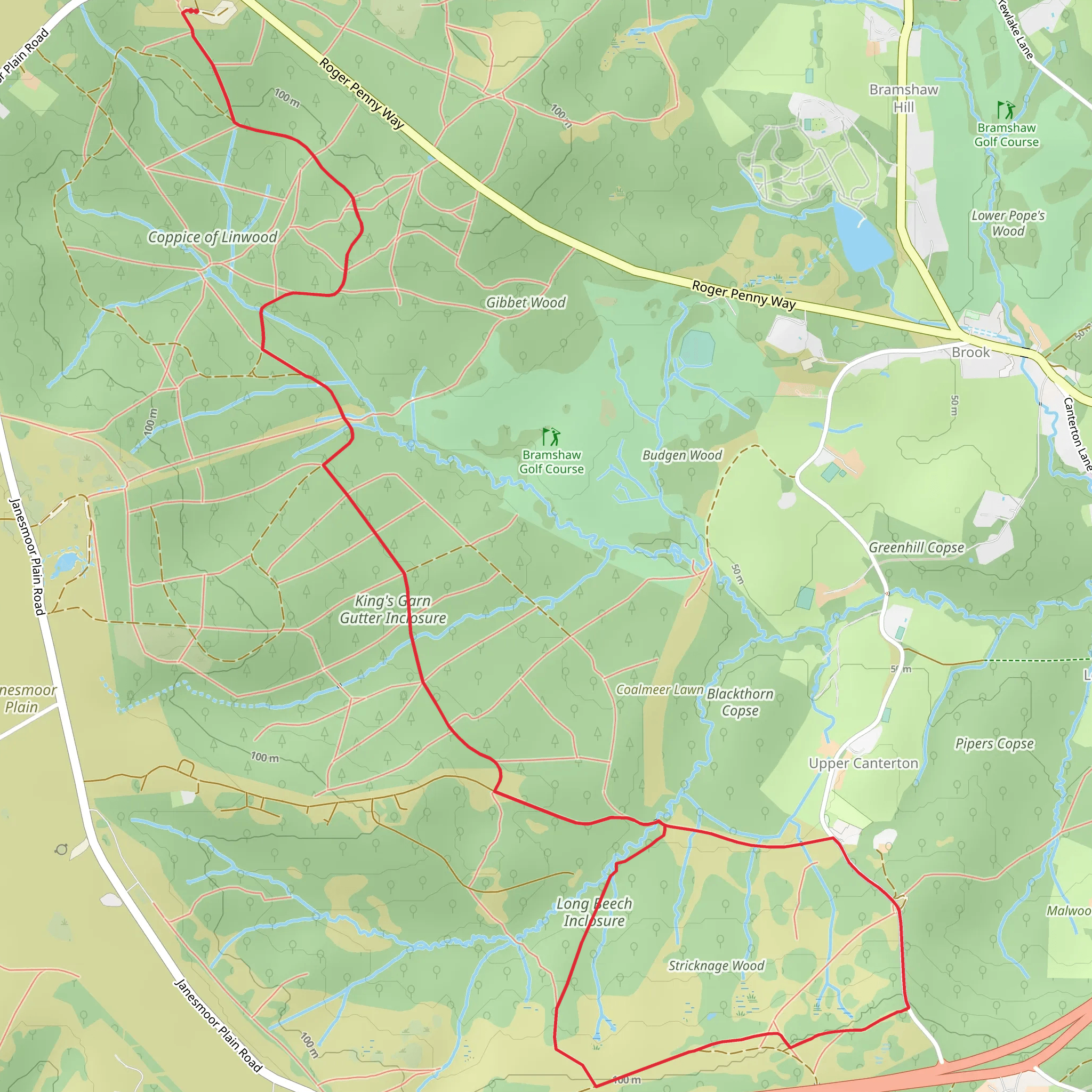 Salisbury Trench and Castle Malwood Walk mobile static map
