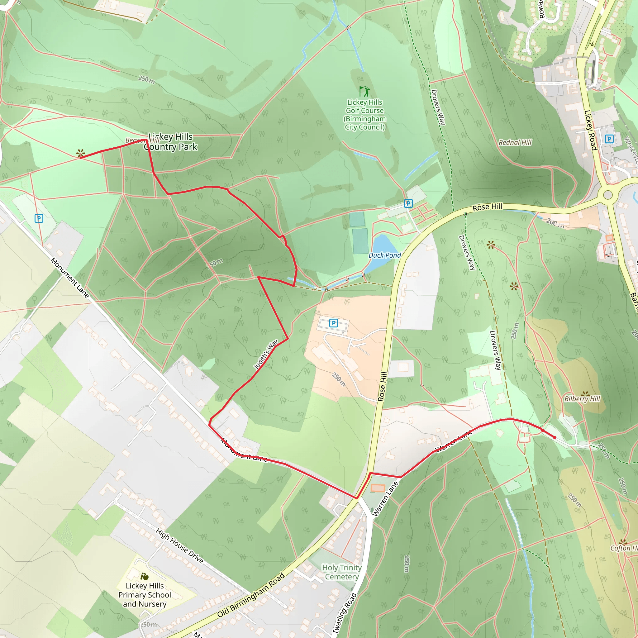 The Toposcope and Beacon Hill Walk - Lickey Hills mobile static map