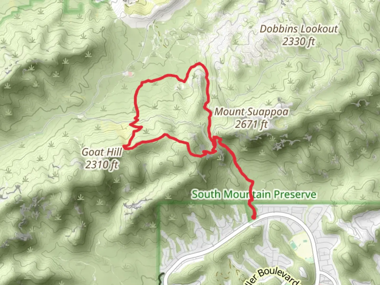 An image depicting the trail National, Las Lomitas and Kiwanis Loop Trail and its surrounding area.