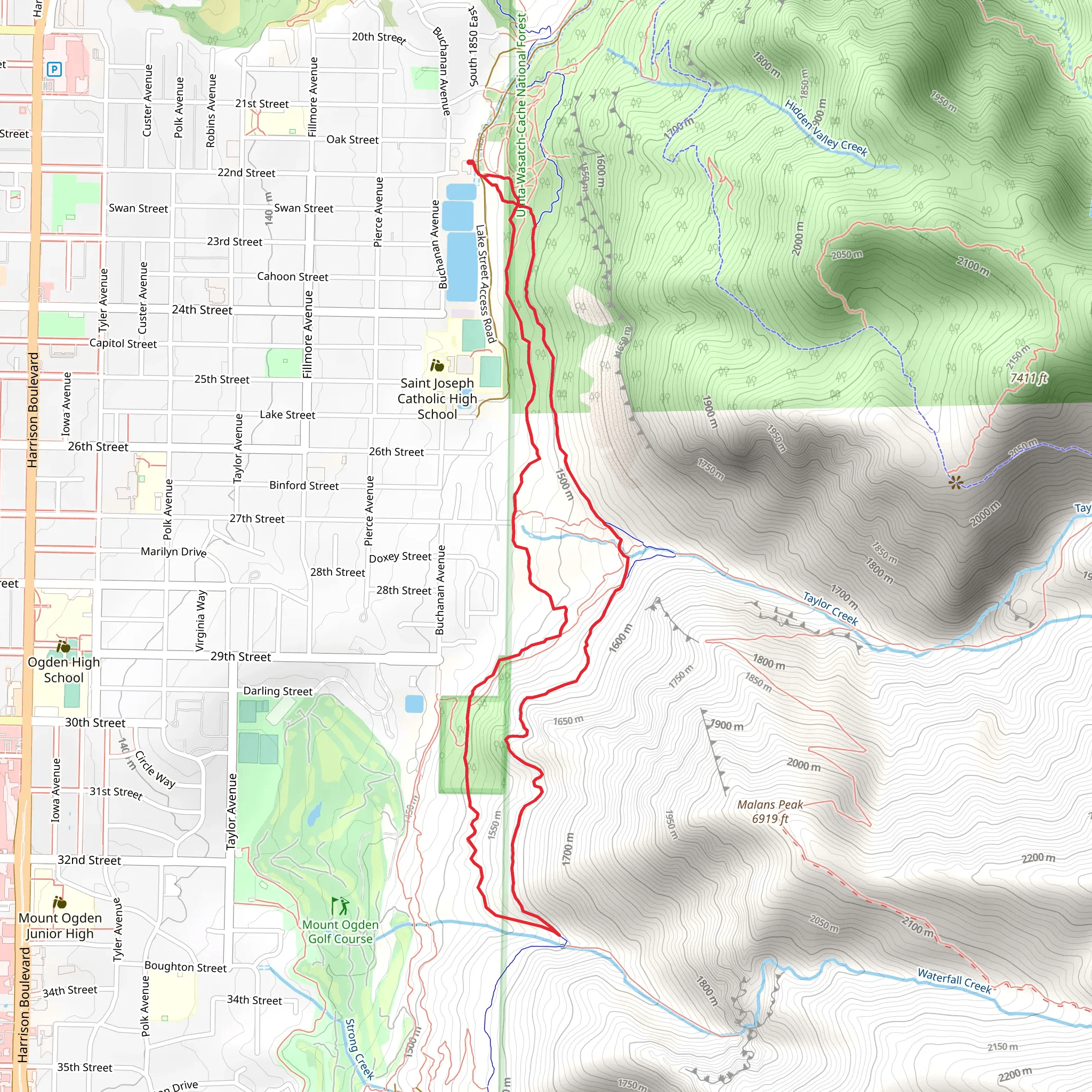 Taylor Canyon Trail and Bonneville Shoreline Loop Trail mobile static map