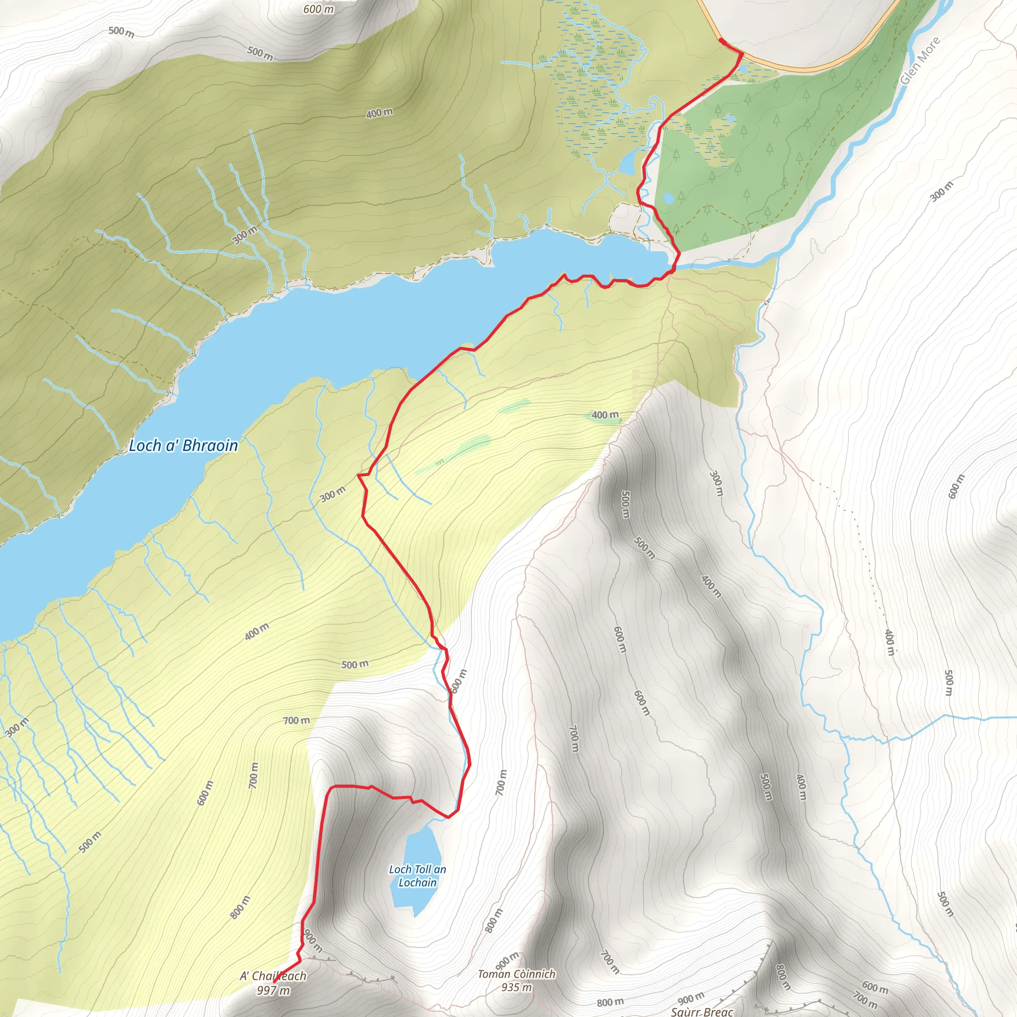 A' Chailleach - Fannichs Walk mobile static map